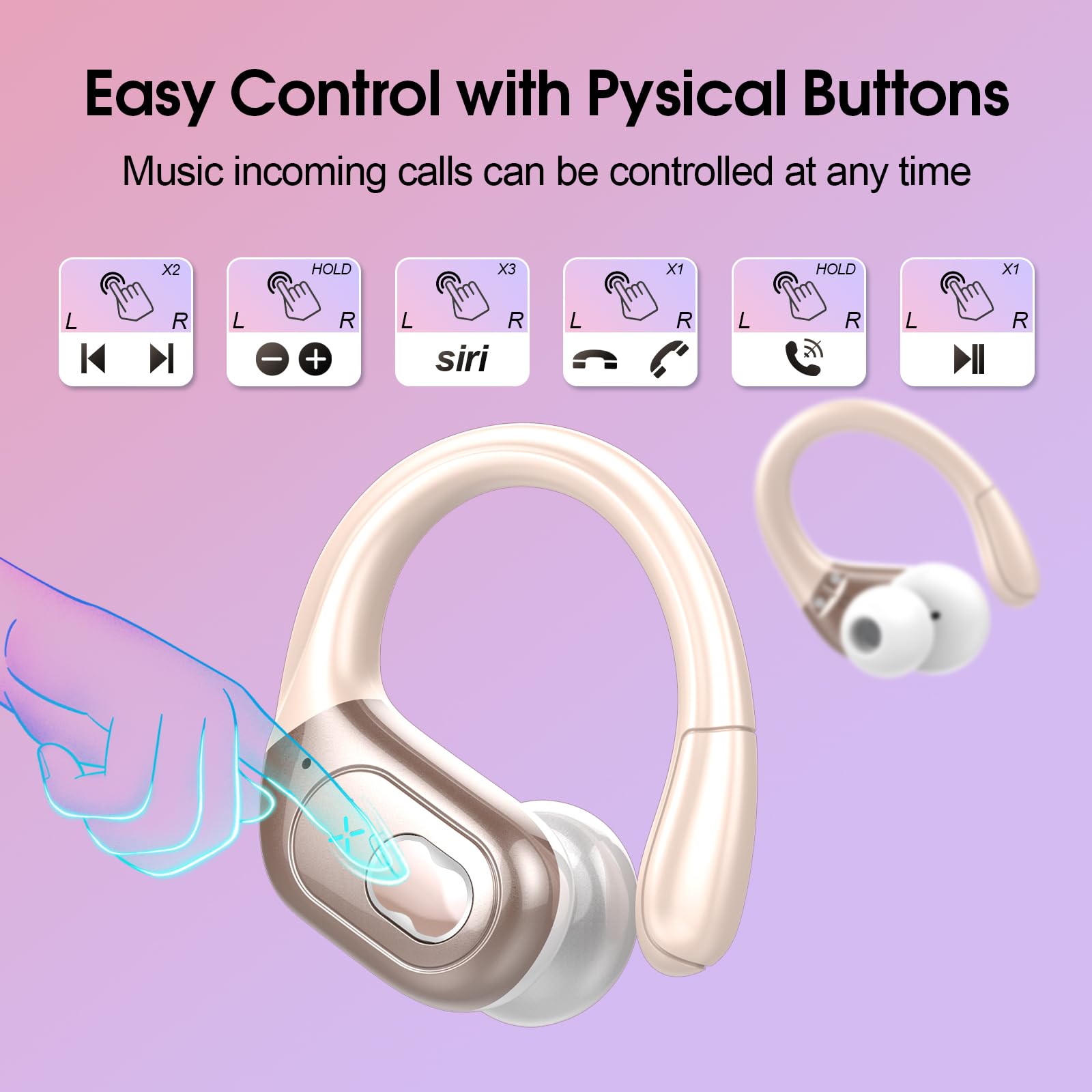 STECEi AI Cuffie Traduzione, 3 in 1Bluetooth 5.4 Auricolari con 164 Lingue/6 Modalità di Traduzione, 75H Auricolari Traduttori Istantanei con APP, Cuffie Bluetooth per Viaggi/Affari, Rosa