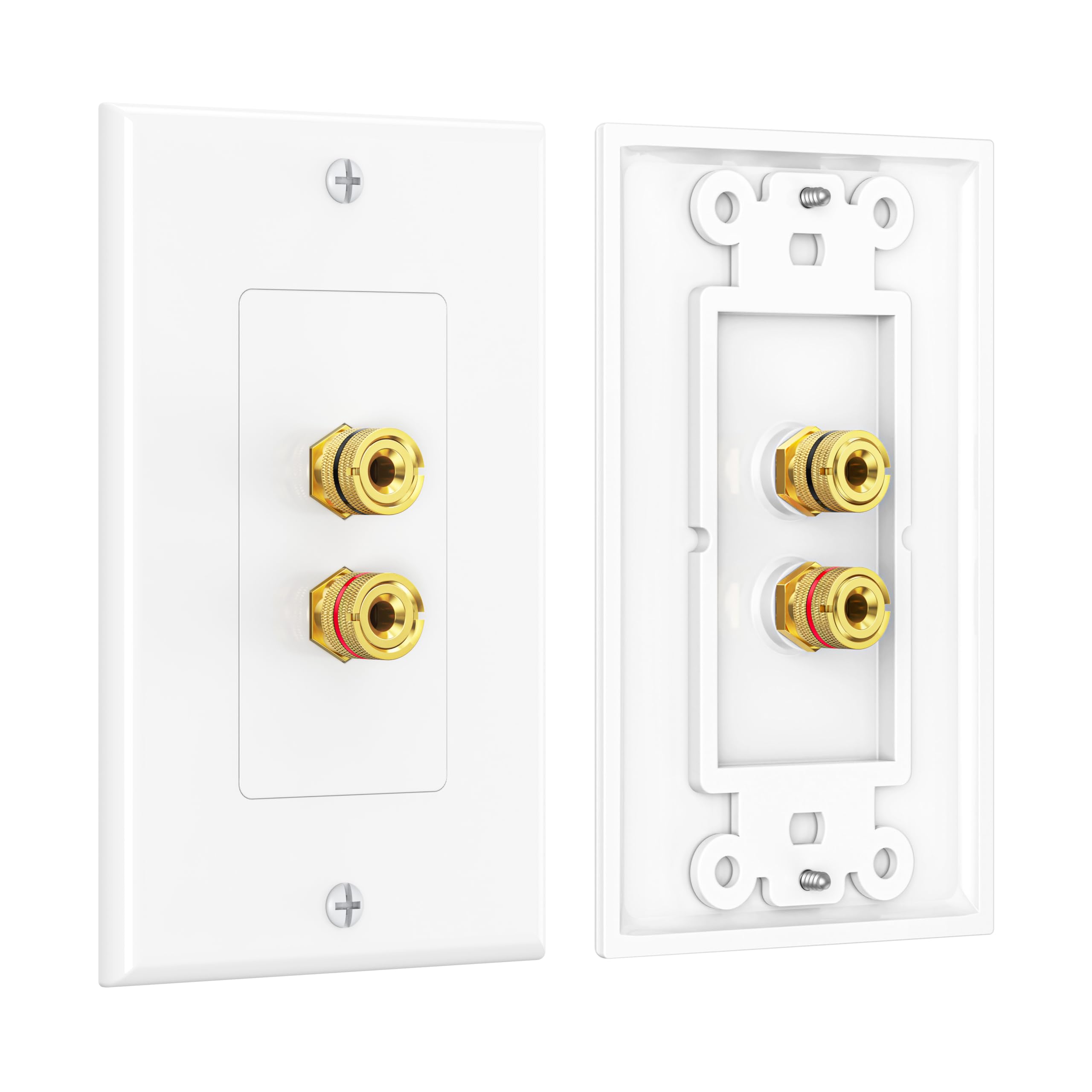 Cable Matters Cable Matters 2-Pack Speaker Wire Wall Plate (Speaker Wall Plate/Banana Plug Wall Plate) for 1 Speaker in White