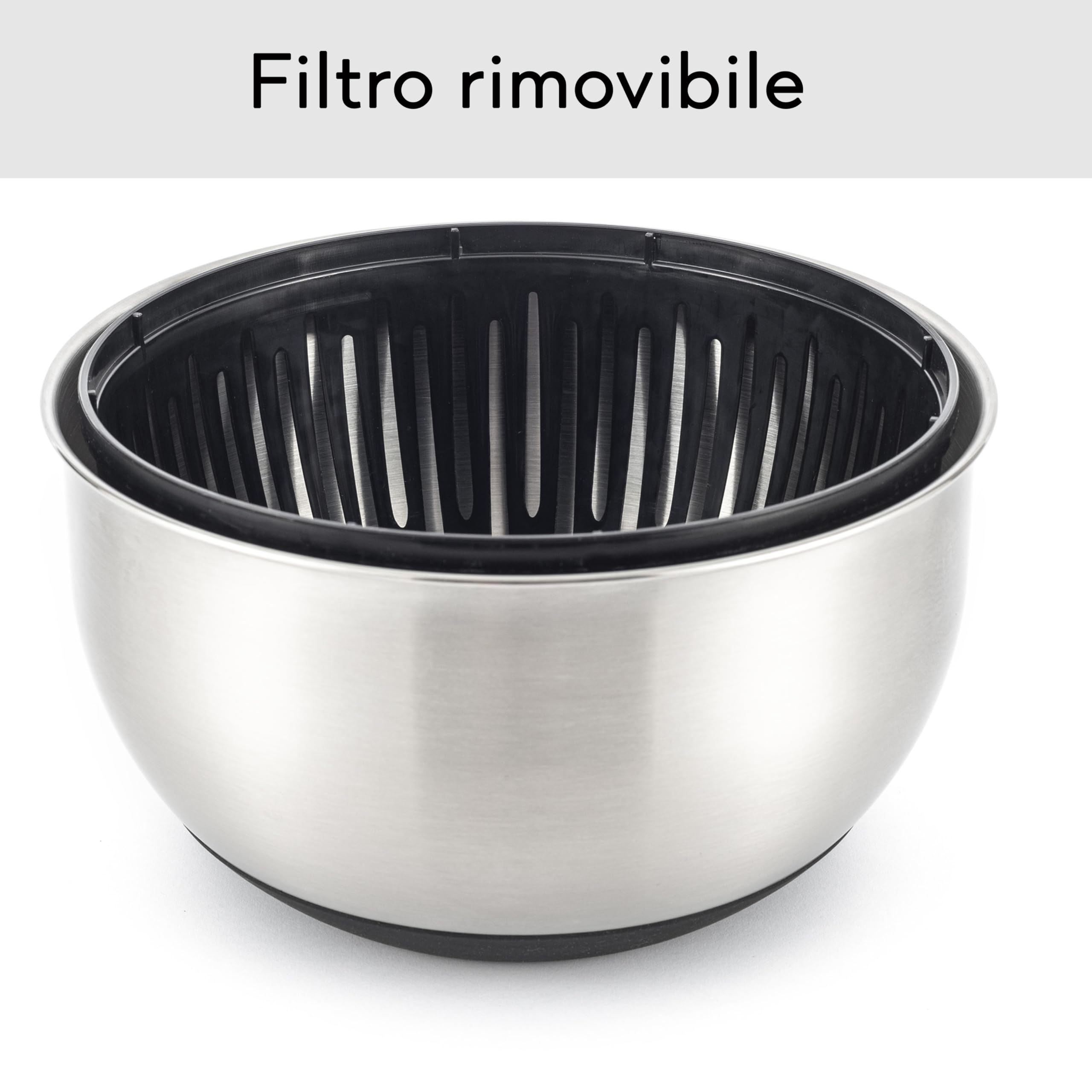 Hanseküche Centrifuga da insalata in acciaio inossidabile – Ø24,5x19cm Centrifugare,servire e conservare in un unico Salad Spinner privo di BPA,Grande capacità di 4,5 litri con azionamento a manovella