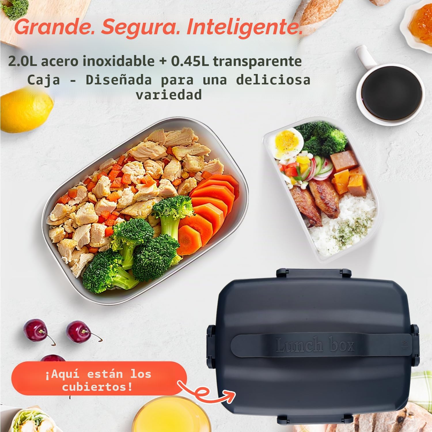 Fiambrera Eléctrica de 90W de Gran Capacidad, 3 en 1 Fiambreras Comida Trabajo, 12V/24V/220V Taper Eléctrico para Comida con Extraíbles para Coche y Oficina (Negro, 2 L)