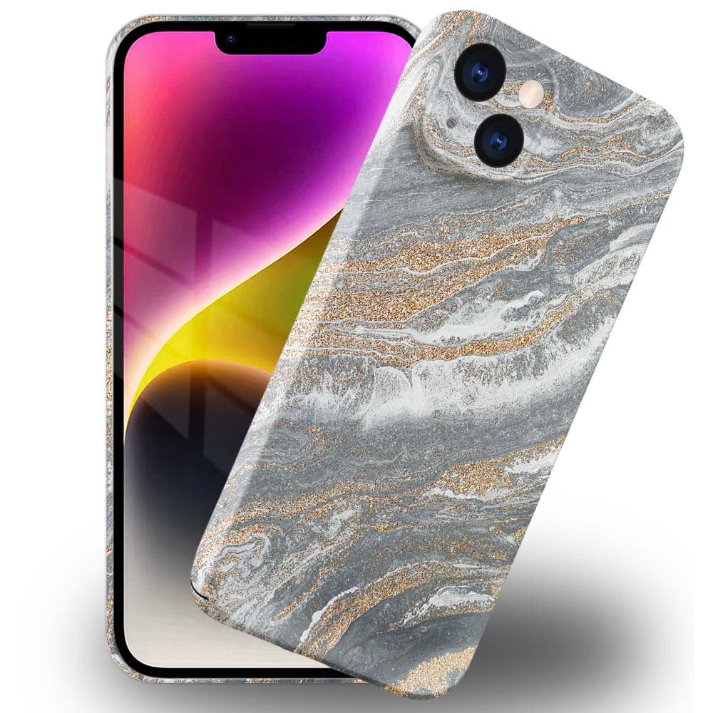 Coque iPhone 15 marbre finitions dorées relief 3D premium - 8