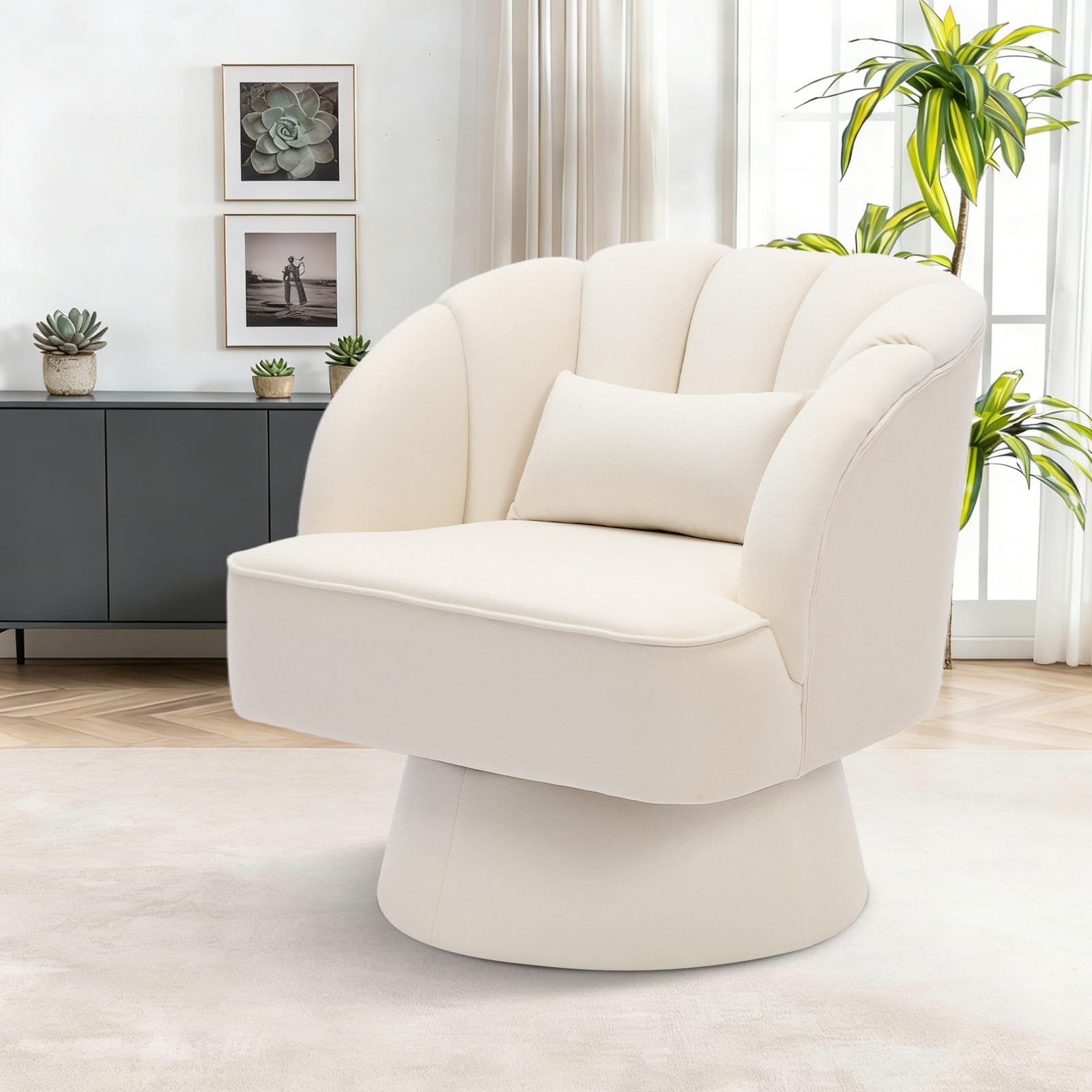 Photo 1 of ***HEAVILY USED***IDEALHOUSE Swivel Accent Chair with Armrests, 360° Mid Century Modern Swivel Barrel Chair, Modern Cozy Velvet Armchair for Living Room, Bedroom, Small Space, Orange