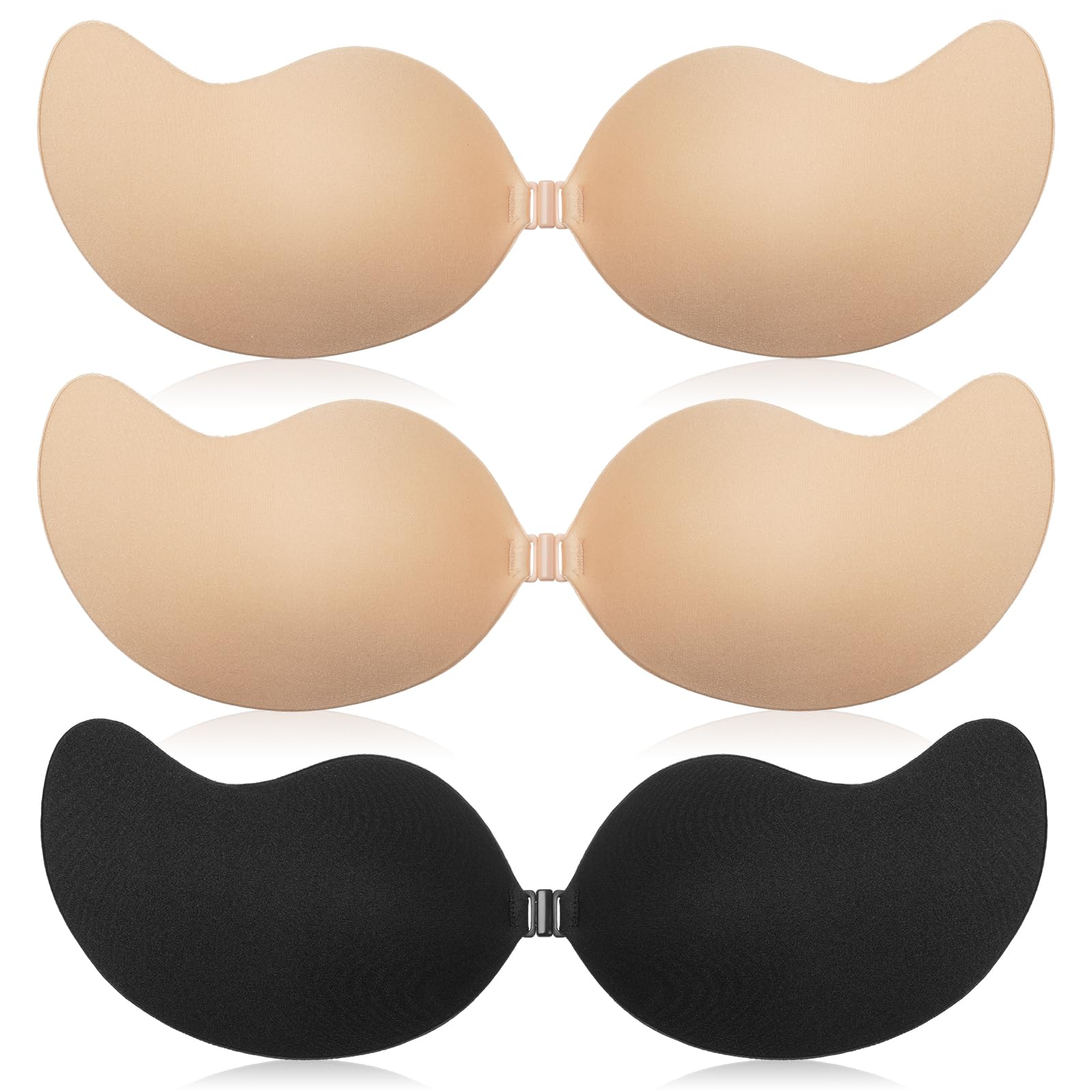 flintronic Klejony biustonosz push-up, biustonosz bez ramiączek, wielokrotnego użytku, niewidoczny silikonowy biustonosz bez pleców, przyjazny dla skóry, niewidoczny biustonosz do sukni wieczorowej,