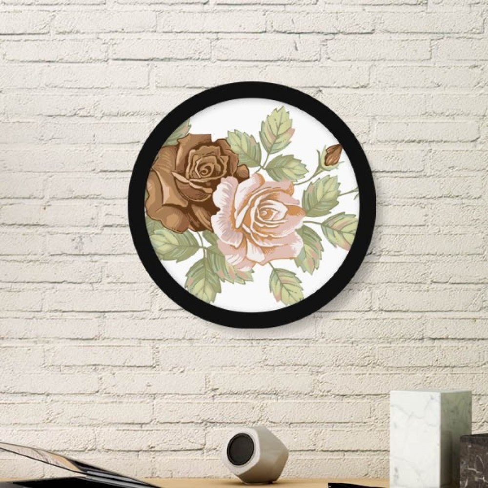 Cadre photo rond avec affiche roses blanches dessin élégant