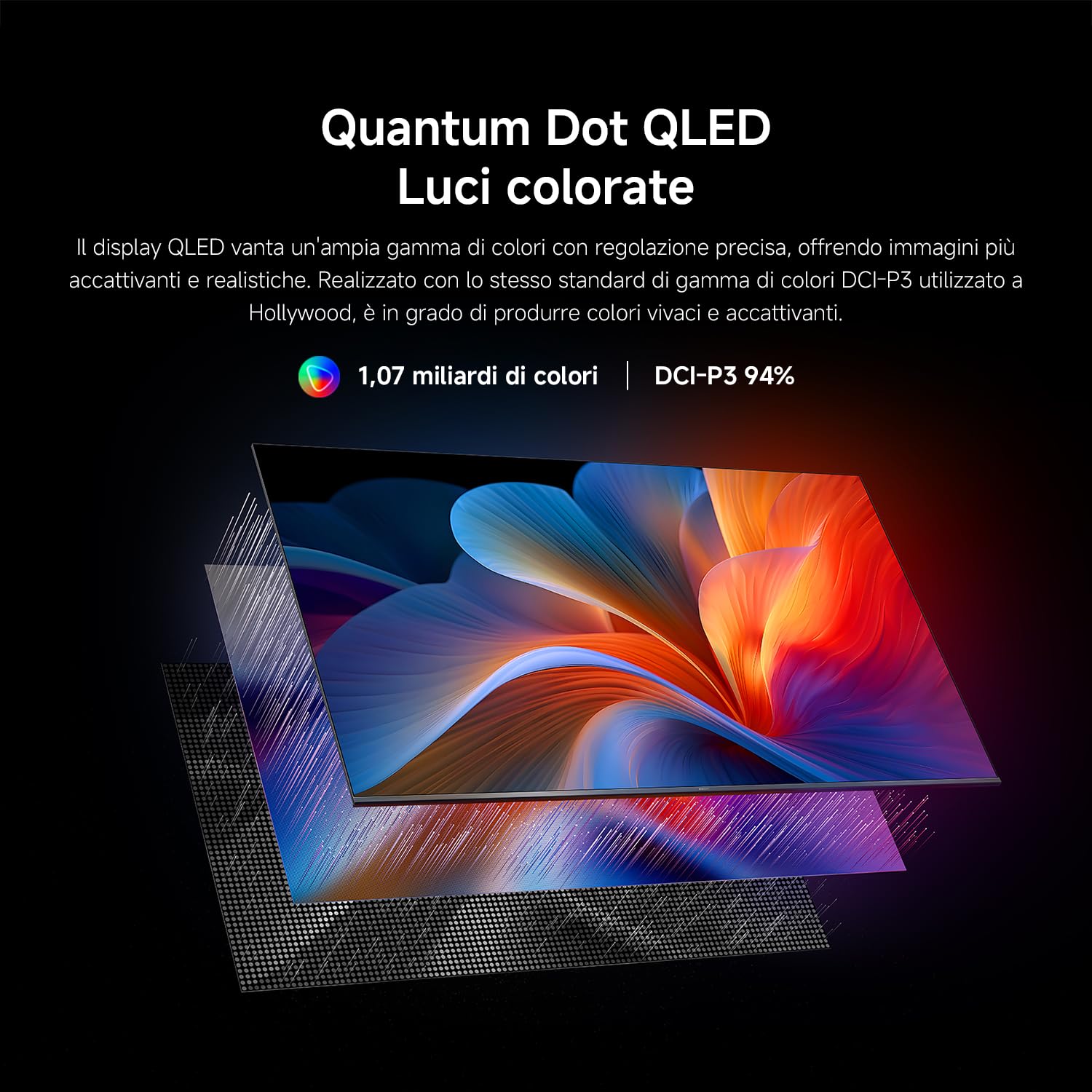 XIAOMI TV A Pro 50, 50 pollici (127 cm), 4K UHD QLED, Smart TV, Google TV, DVB-C/S/S2/T/T2, HDR10, Modalità Game Boost 120Hz, MEMC, Controllo Vocale, 2GB+8GB, Apple Airplay & Google Cast