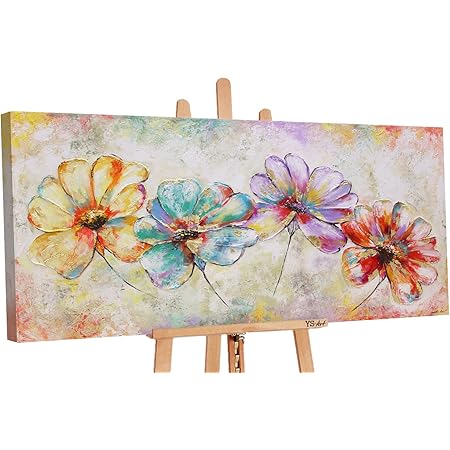 ys handgemaltes acryl gemalde leinwand auf keilrahmen art schone blumen ps007 100 x 50 cm amazon de