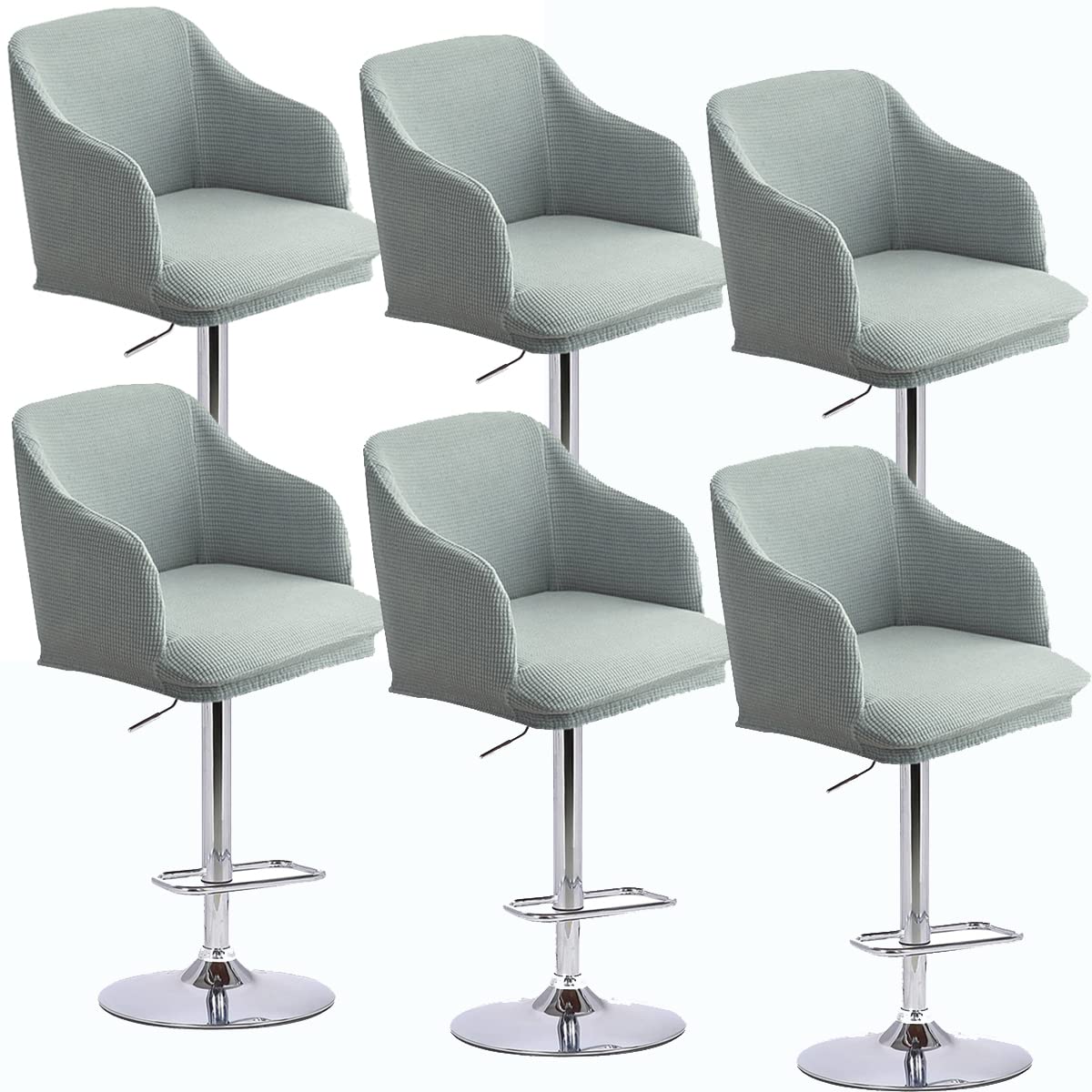 XGANGM Curved Back Bar Stool Slipcovers with Arms Set of 2/4/6 Stretch Bar Chair Slipcovers Bar Stool Cover Swivel Chair Protector for Counter Kitchen Dining Room Desk,silver gray,6PCS