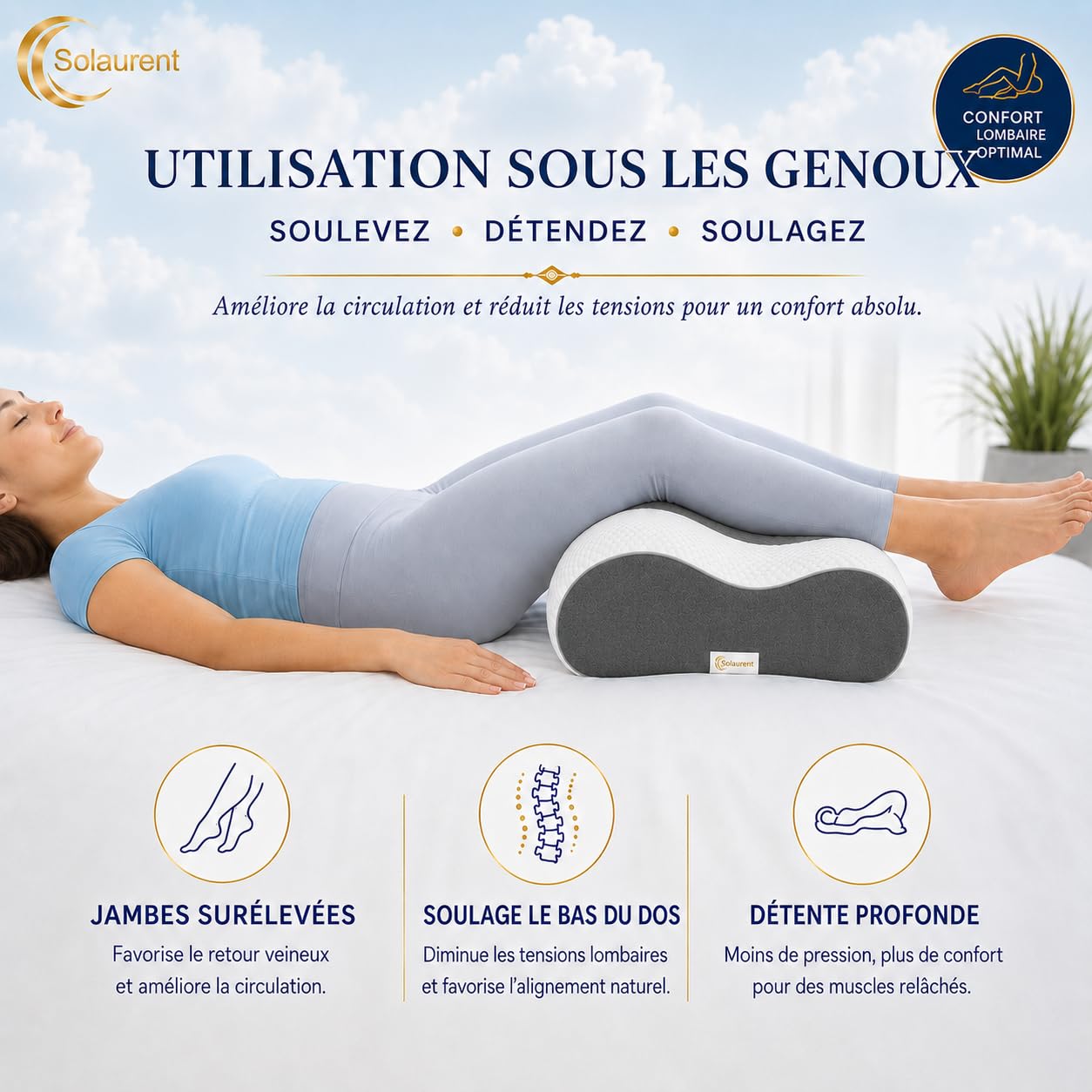 Wavéalux® Oreiller Ergonomique Cervical 3 en1 - Toutes Positions