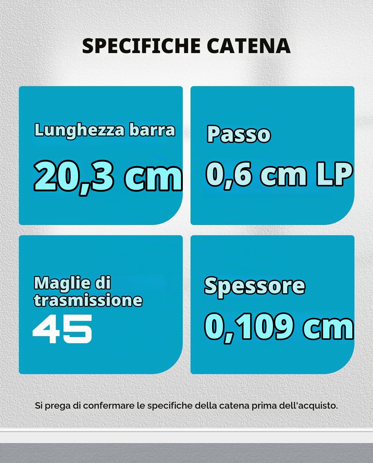Seesii Mini Catena di Ricambio per Motosega da 20,3 cm per Barra 2 PCAK, Calibro 109,2 cm, Passo LP da 1/4", 45 Maglie di Trasmissione per Motosega Seesii e Tutte le Marche di Mini Motoseghe