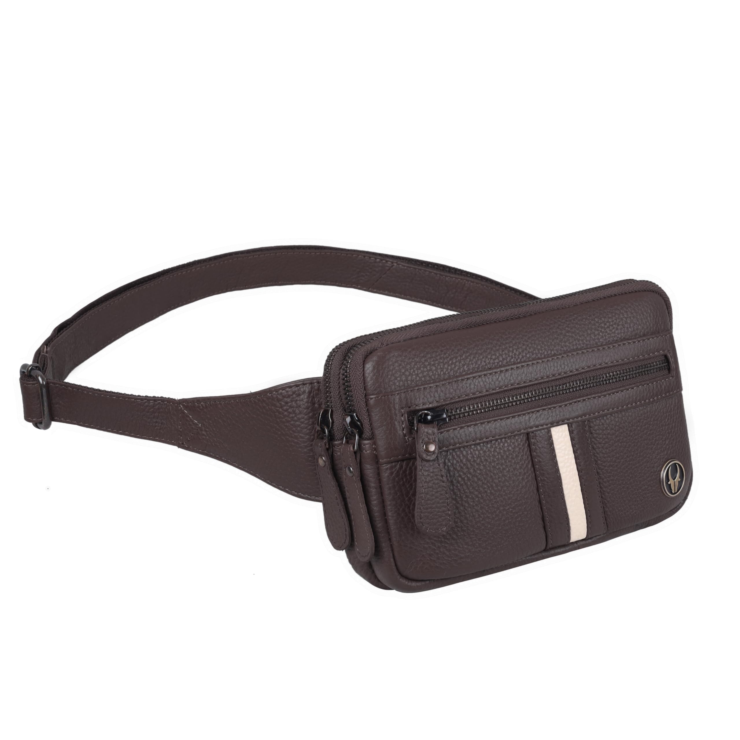 wildhorn Genuine Leather Waist Bag for Men | Stylish Brown Fanny Pack with Adjustable Strap | 3 Compartments for Travel, Walking, Biking & Daily Use (Coffee Brown)-picture-30