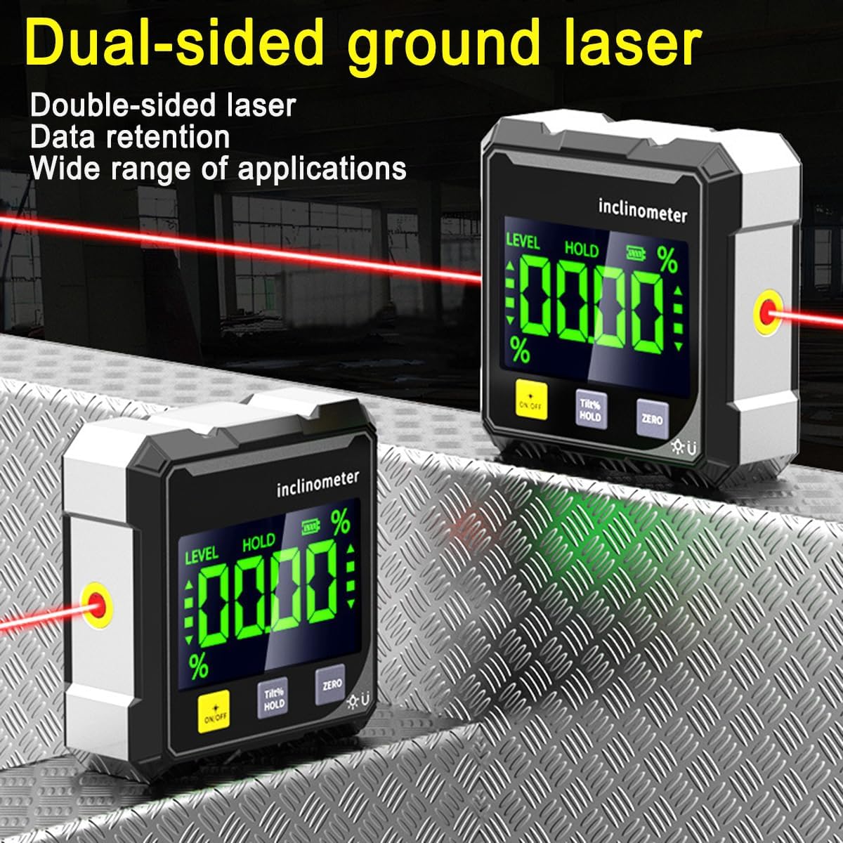Digital Laser Angle Finder inclinometer, Protractor Tool, 4×90° High Accuracy, Large LED Display, Magnetic Base, USB Rechargeable, for Woodworking, Metalworking, Construction & DIY