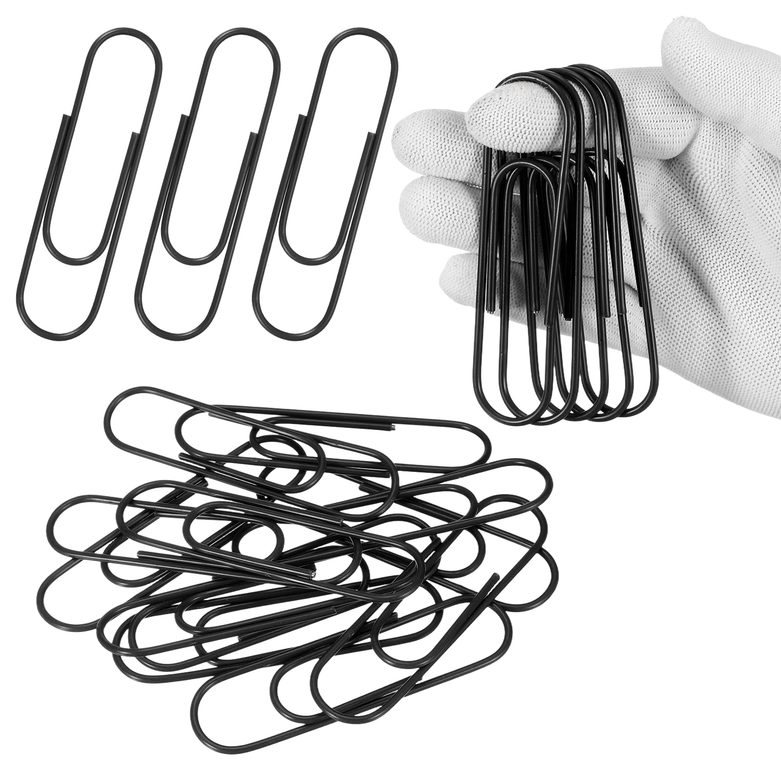 PATIKIL 10cm / 4 Inch Extra Large Paper Clip, 12 Pack Coated Giant Metal Paper Clip Rustproof for Documents DIY Crafts Home Office, Black