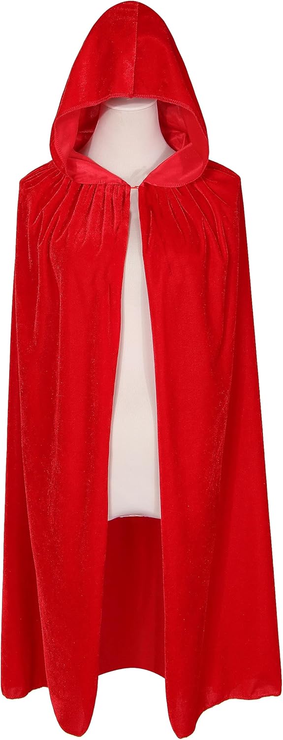 bigxian kids hooded velvet cloak halloween christmas cosplay fancy cape red