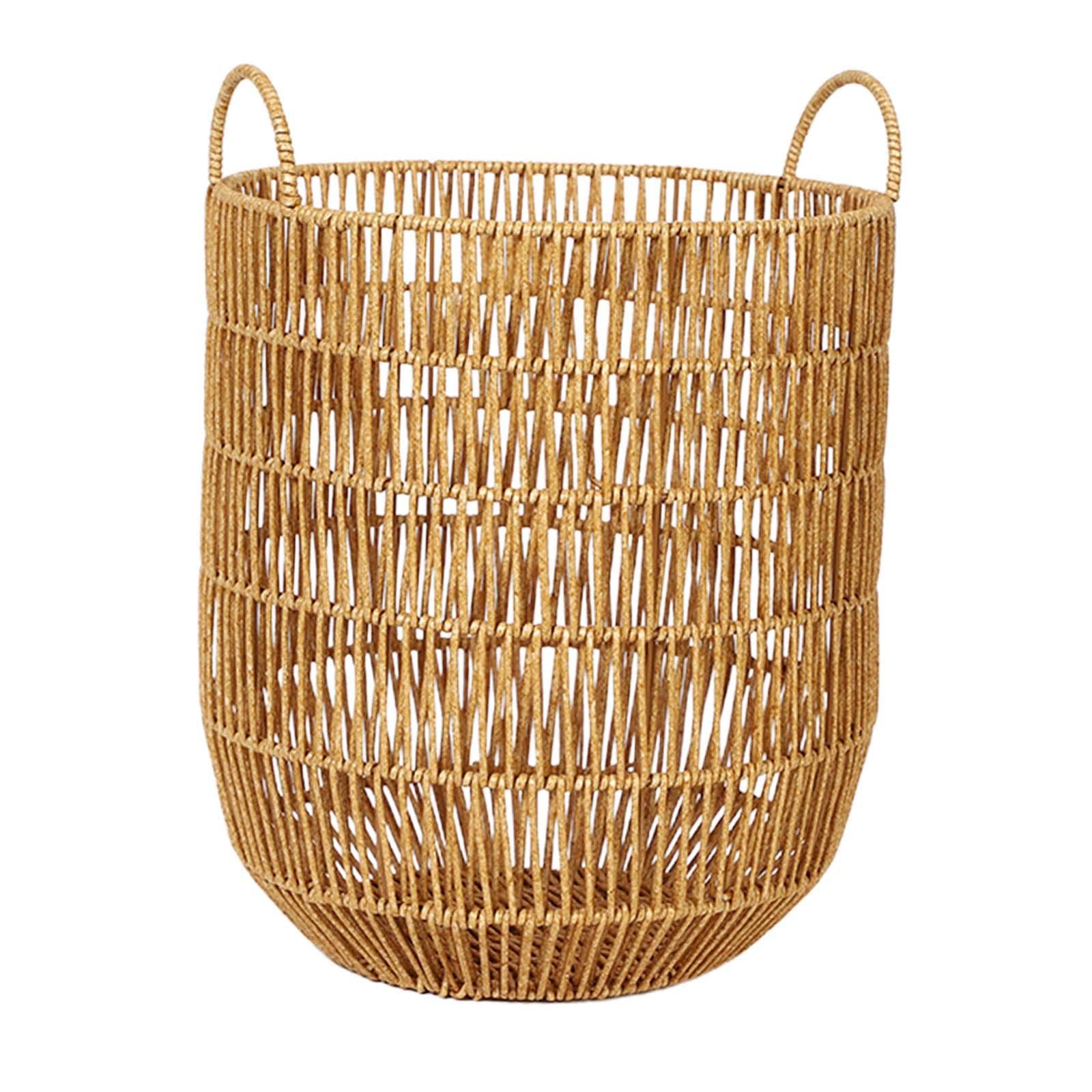 Cesto Portabiancheria Robusto con Grande Apertura in Materiale PP Manici Rinforzati Contenitore Decorativo per Sporchi Coperte Peluche Indumenti, 30x41 cm