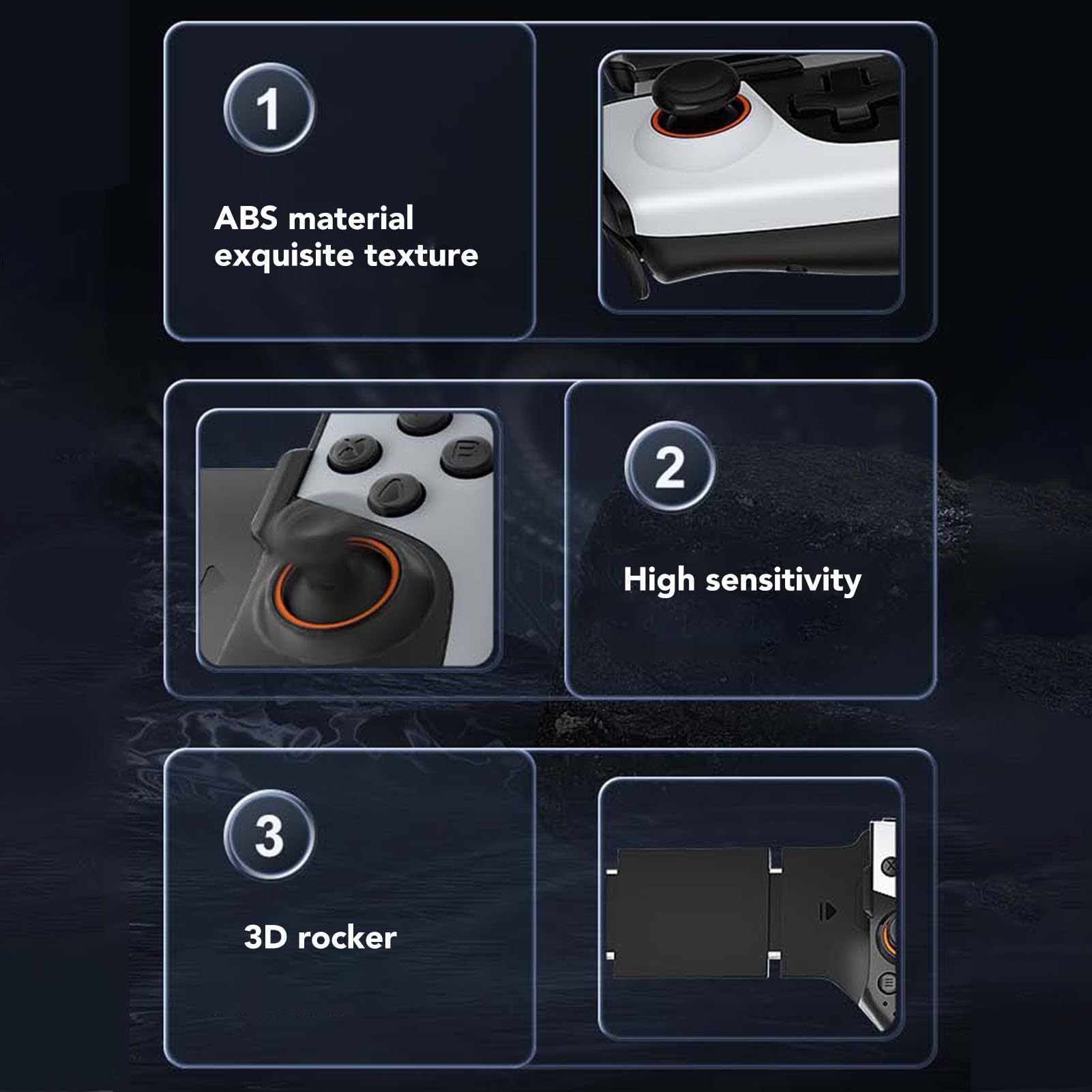 Dpofirs Controller di Gioco Mobile, Joystick Gamepad Cordless per IOS, PC, Tablet da 8 Pollici Estensibile 136-215 Mm, Controllo a 360°, Regolazione delle Vibrazioni