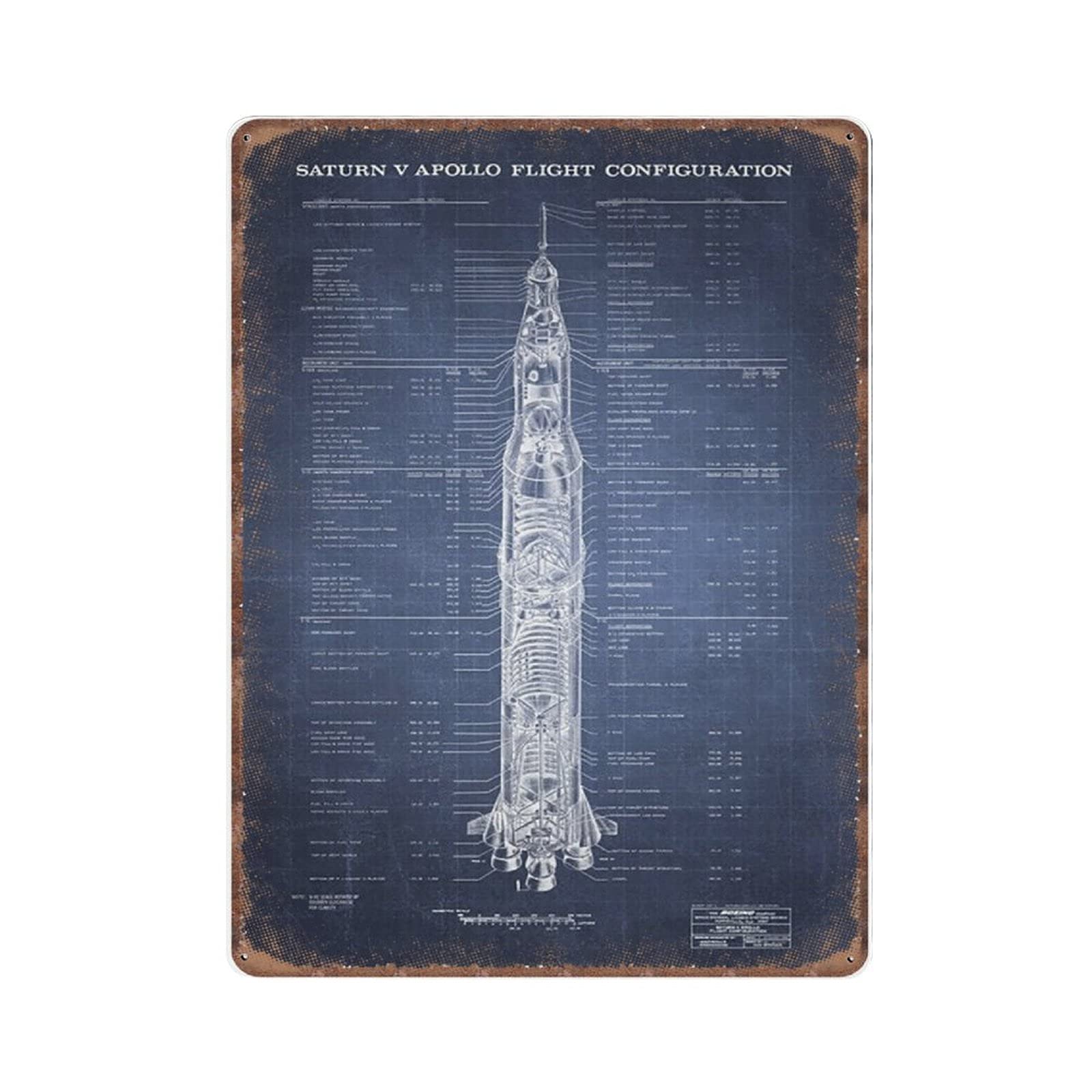 rayprint Apollo Saturn Dark Blue Tin Signs, Funny Vintage Metal Sign Plaqu Poster Wall Art Pub Bar Kitchen Garden Bathroom Home Decor, 30x40 cm