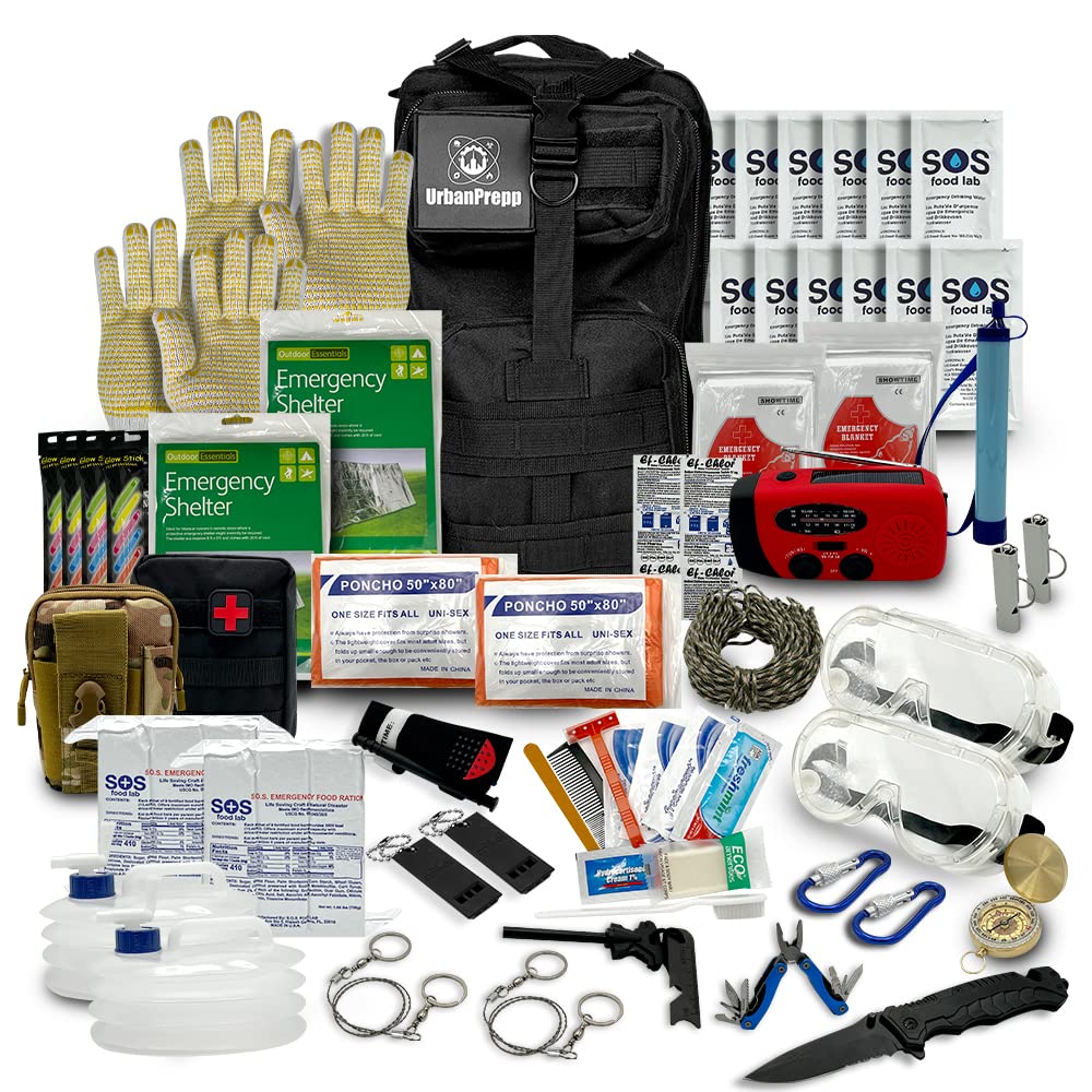 Complete 72 Hour Survival Kit - 2 Person Survival Kits, Deluxe Bug Out Bag, Emergency Bugout Backpack for Floods, Blackout, Disaster Preparedness Earthquake Supplies, Survival Pack