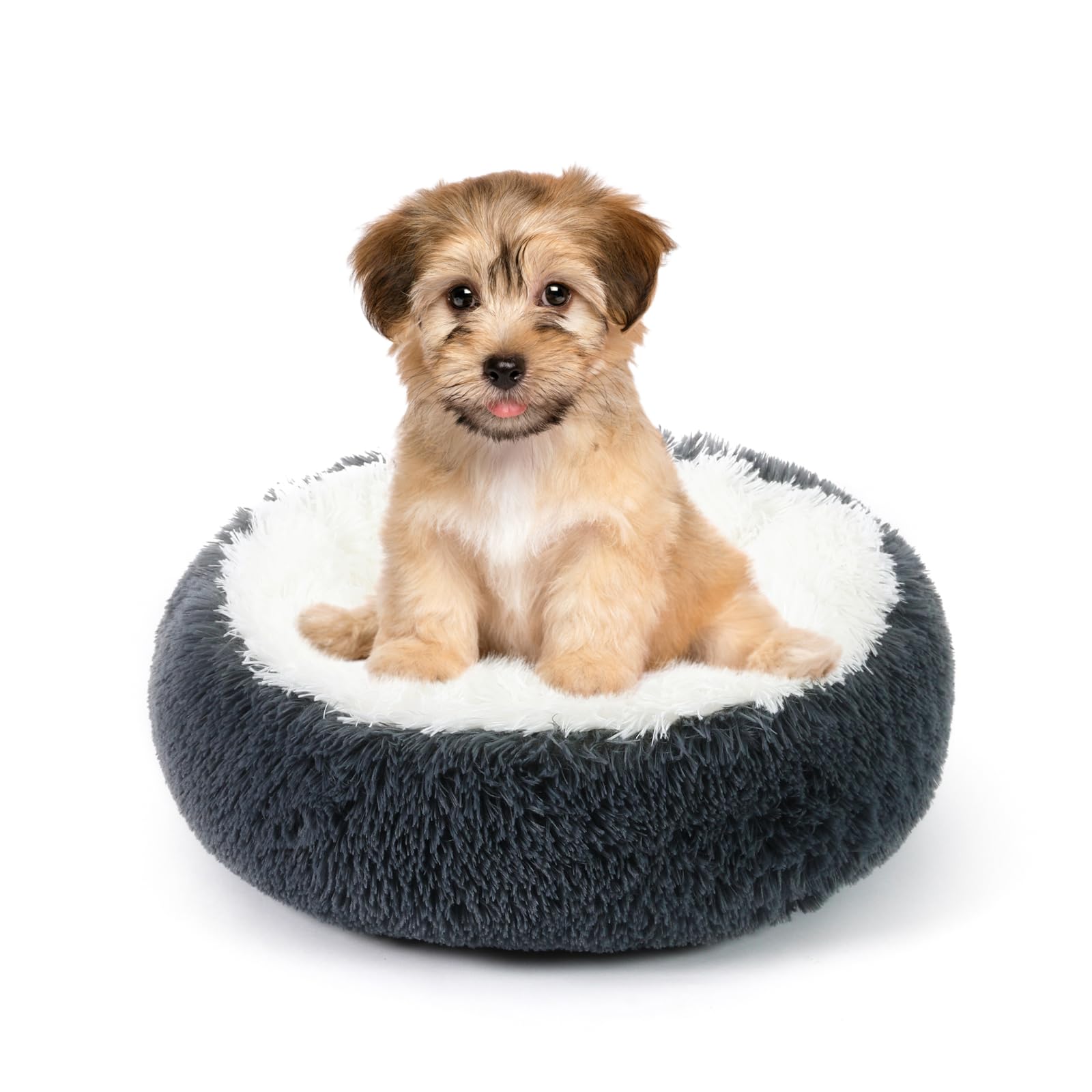 NOYAL Calming Dog Bed Donut Anti Anxiety Fluffy Dog Bed for Small Medium Dog and Cat — image 1