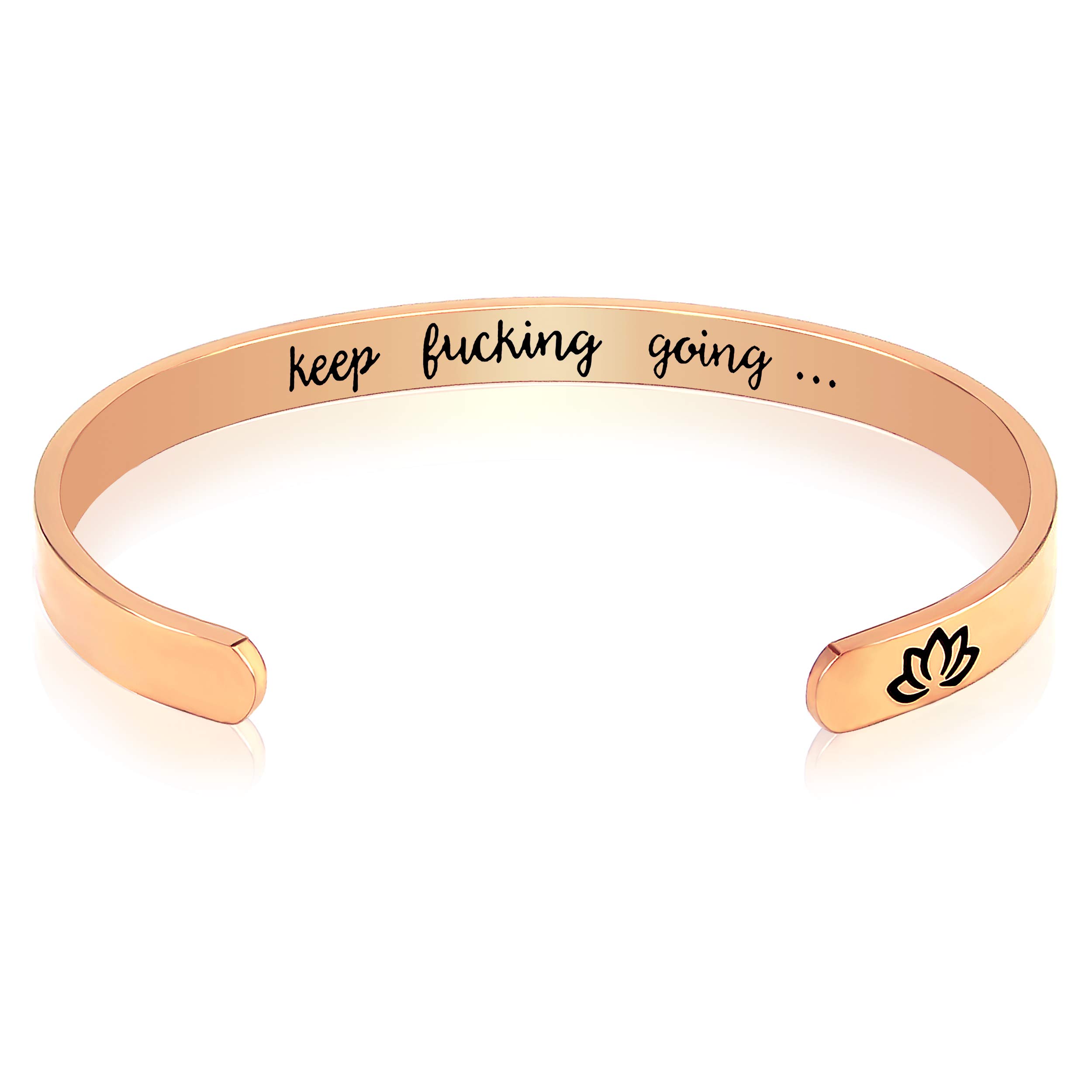 Cuff Bangle Bracelets for Women Men Gold Rose Silver Inspirational Engraved Stainless Steel Cuff Bracelet Personalized Friendship Graduation Birthday Gifts Mantra Quote Jewelry for Her