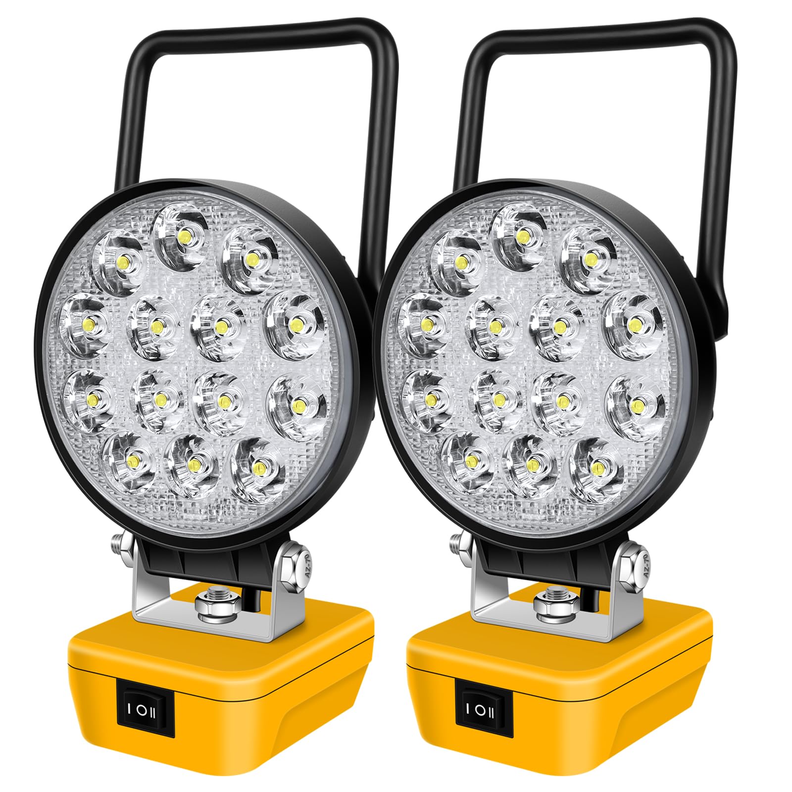 AUXTINGS Lampa Led do akumulatora Dewalt 20 V, 2 x 42 W, lampa na plac budowy 4200 lm, zasilana baterią, projektor z ładowaniem typu C i USB, piesze wycieczki, wędkarstwo, plac budowy (bez baterii)