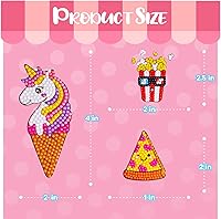 Vista 4 de Kits de Pintura de Diamantes Cymbana para Niños 20 Piezas de Postres Incluye Cupcake, Dona, Helado, Palomitas de Maíz, Galletas