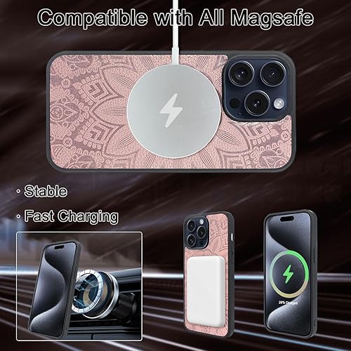 Miniatura 4 de Harryshell Funda magnética para iPhone 15 Pro compatible con carga inalámbrica MagSafe y bolsillo con cremallera MagSafe para automóvil soporta