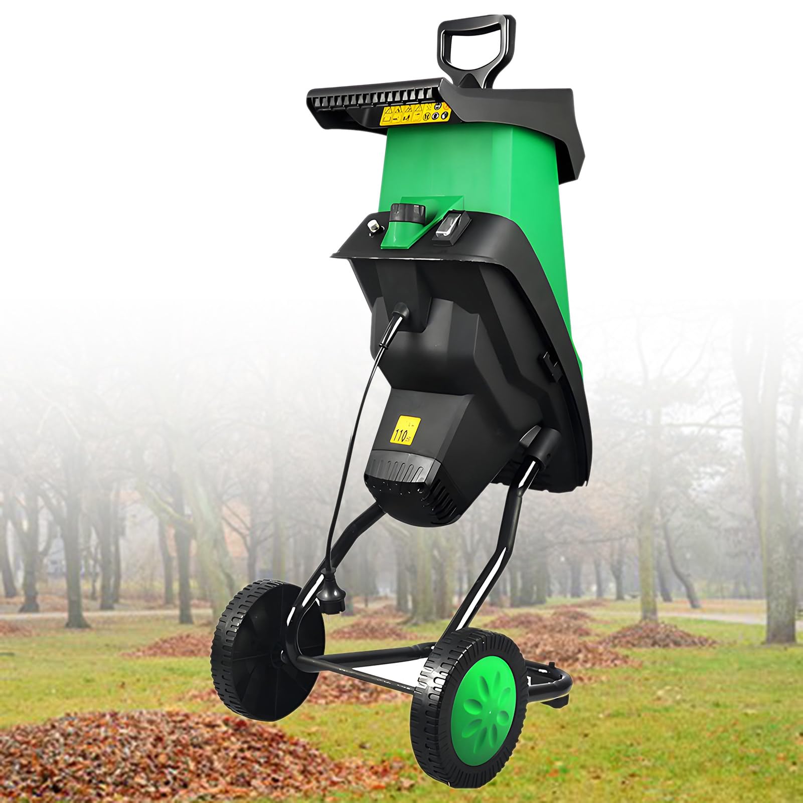 Trituradora eléctrica de jardín y trituradora de madera, potente trituradora de hojas con bolsa de recogida de 50 L, capacidad de corte de 40 mm, protección contra sobrecarga para césped y jardín
