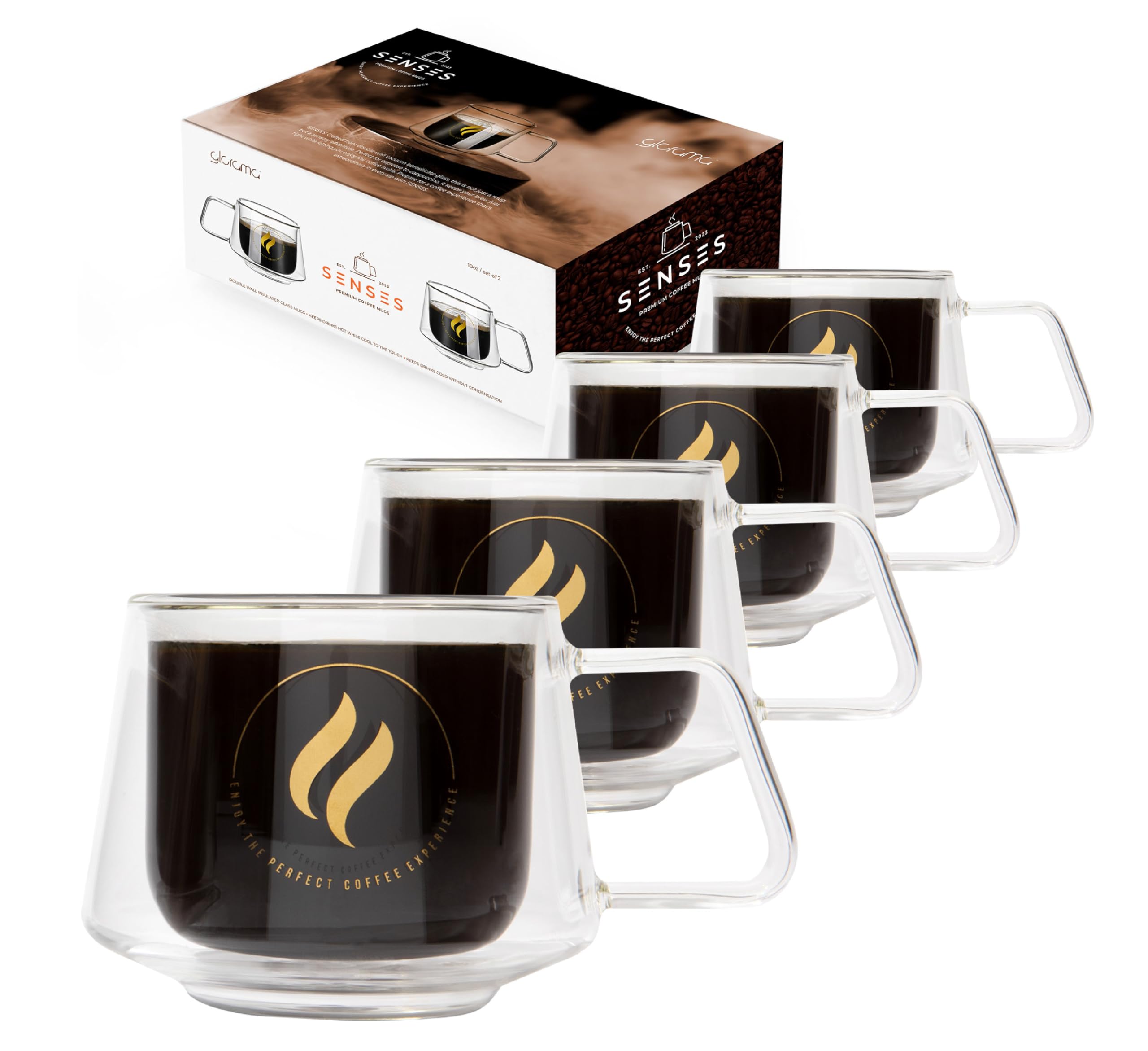 Tasses café double paroi transparentes pour thé expresso chic