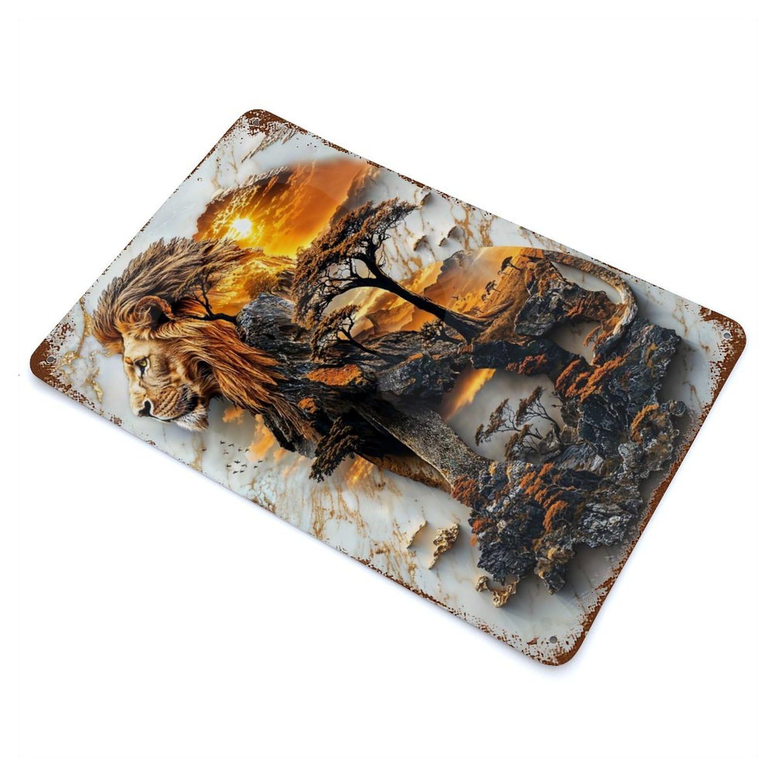 King of The Savanna Vintage Metal Tin Sign 11.8"x7.9", Ideal for Cafe, Home Bar And Lounge Decor