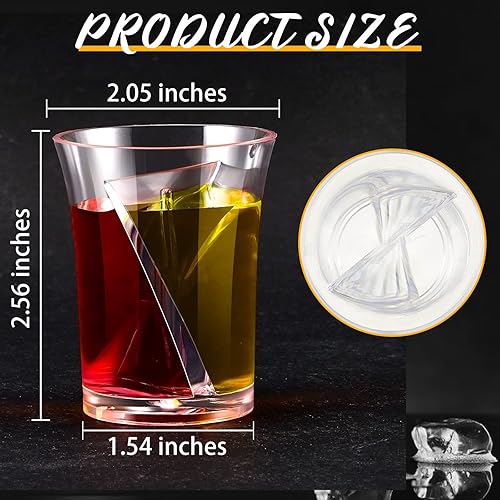 Miniatura 3 de 24 vasos divididos reutilizables de plástico transparente de 2 onzas, vasos de medio disparo para bar, alcohol, despedida de soltera