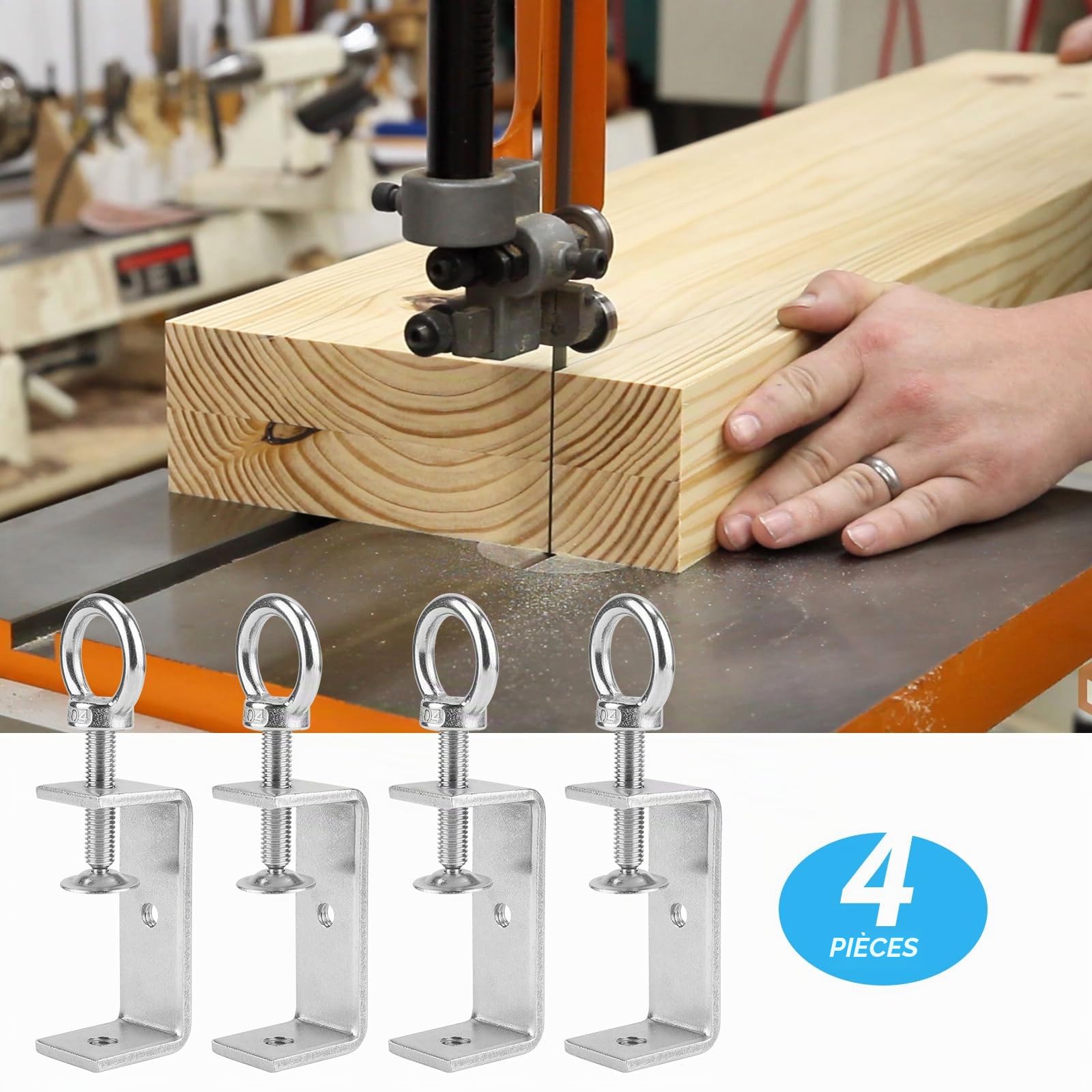 EXLECO Lot de 4 pinces en C de 24-70 mm en acier inoxydable - Pince à vis - Pince de fixation pour le travail du bois, le soudage, la menuiserie, les ouvertures de mâchoire réglables