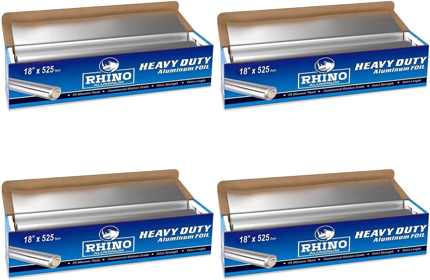 Rhino Aluminum Heavy Duty Aluminum Foil | Rhino 18 x 525 sf Roll, 25 Microns Thick | Commercial Grade & Extra Thick, Strong Enough for Food Service Industry (Pack of 1) : Health & Household