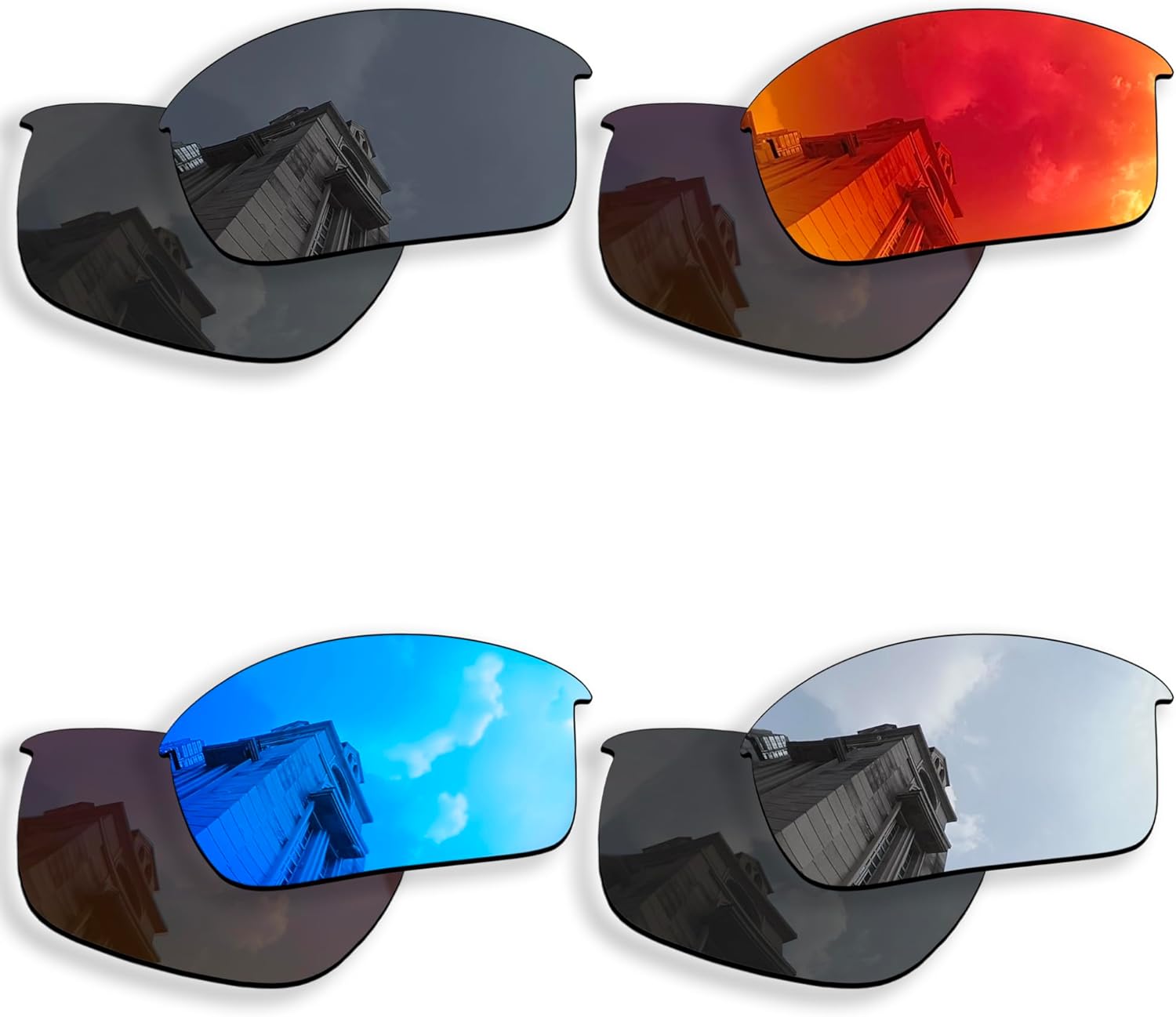 4 Pairs Polarized Replacement Lenses for Oakley Flak Jacket OO9008 Sunglasses, Anti-Scratch and Impact Resistant