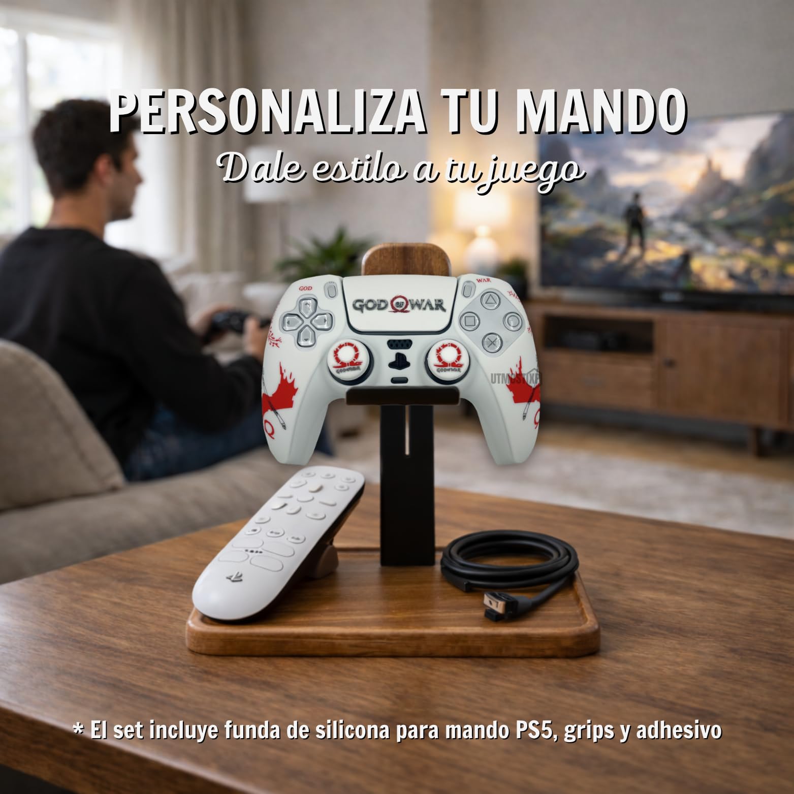 MME Schutzhülle kompatibel mit PS5-Fernbedienung, weiches und bequemes Silikon, verbessert den Griff, Zubehör für Play 5 Controller, Zubehör kompatibel mit Original-Fernbedienung Play 5 (God of War)