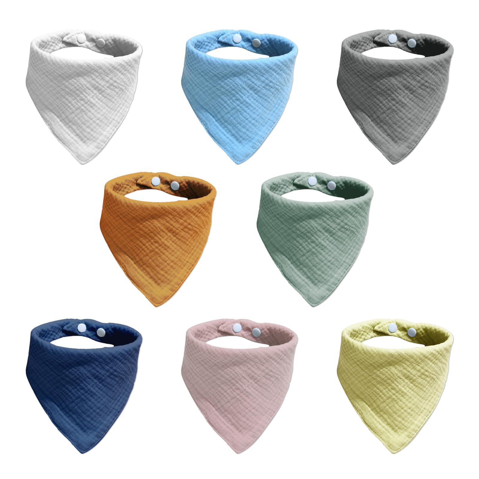Magiduck Muslin Bandana Bib 8 Pack Baby Bandana Drool Bibs 100% Cotton for Unisex Boys and Girls, Soft Absorbent Set for Teething and Drooling, Infant 0-36 Months