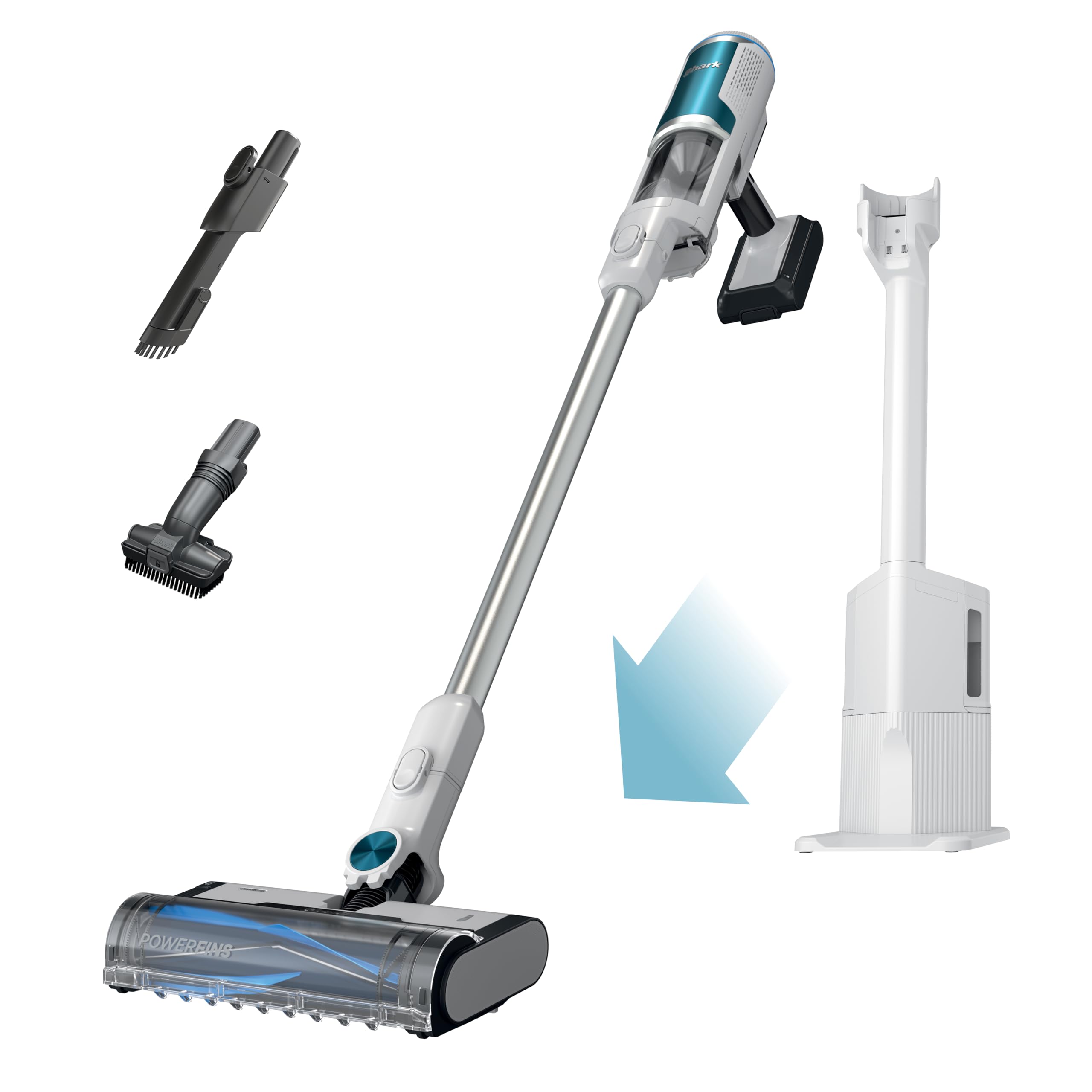 Shark Clean & Empty Cordless Stick Vacuum – Lightweight Cordless with HEPA Filter, Portable, Rechargeable, Auto-Empty System, Stick Vacuum for Pet Hair, Carpets & Hardfloor, White, BU3521Shark Clean & Empty Cordless Stick Vacuum – L…
