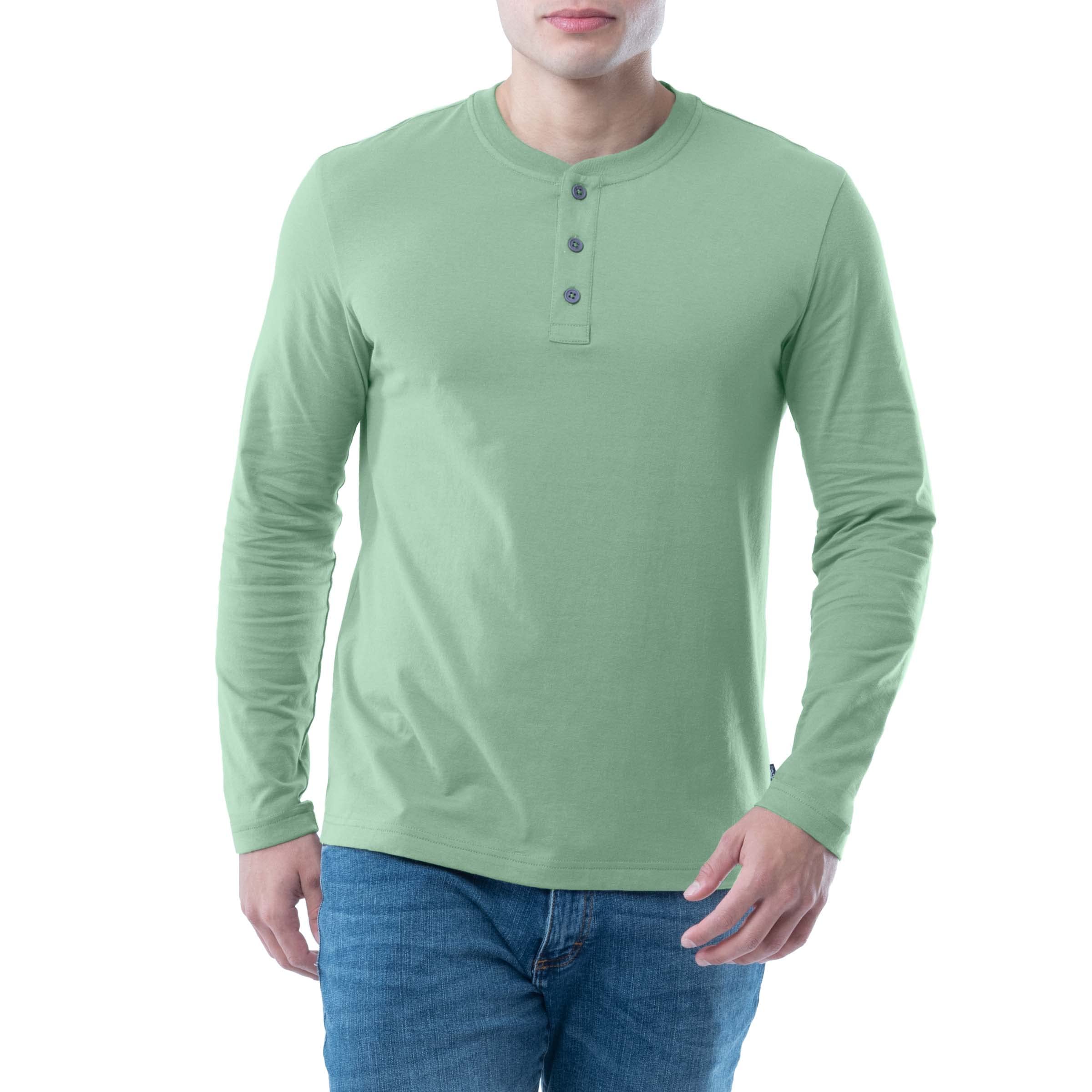 Lee Men's Long Sleeve Soft Washed Cotton Henley T-Shirt, Basil, 34/36