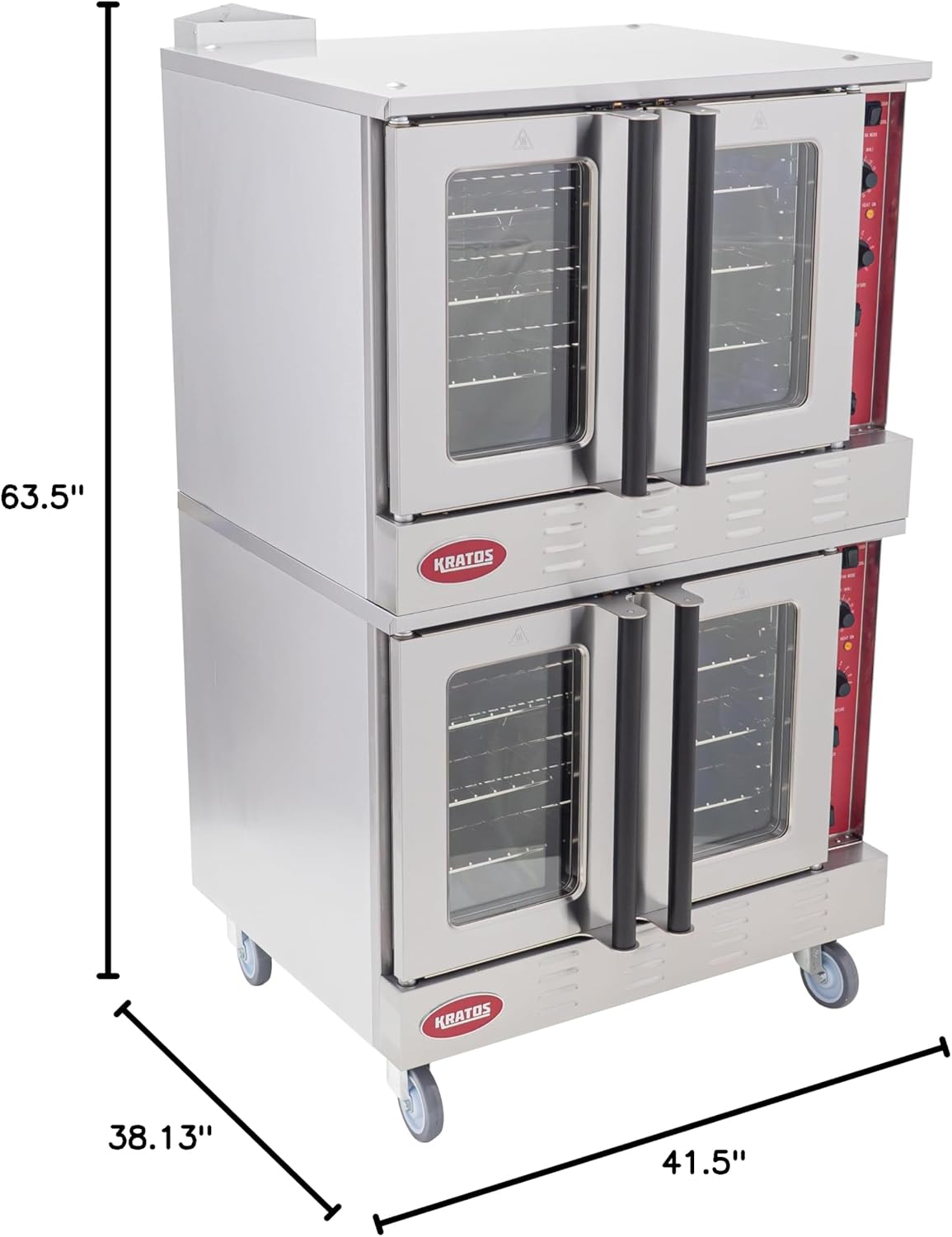 Kratos Commercial Electric Convection Oven, Full Size Double Stack Mobile Stainless Steel Electric Oven for Restaurants, 3 Phase, 208V (29Y-062)