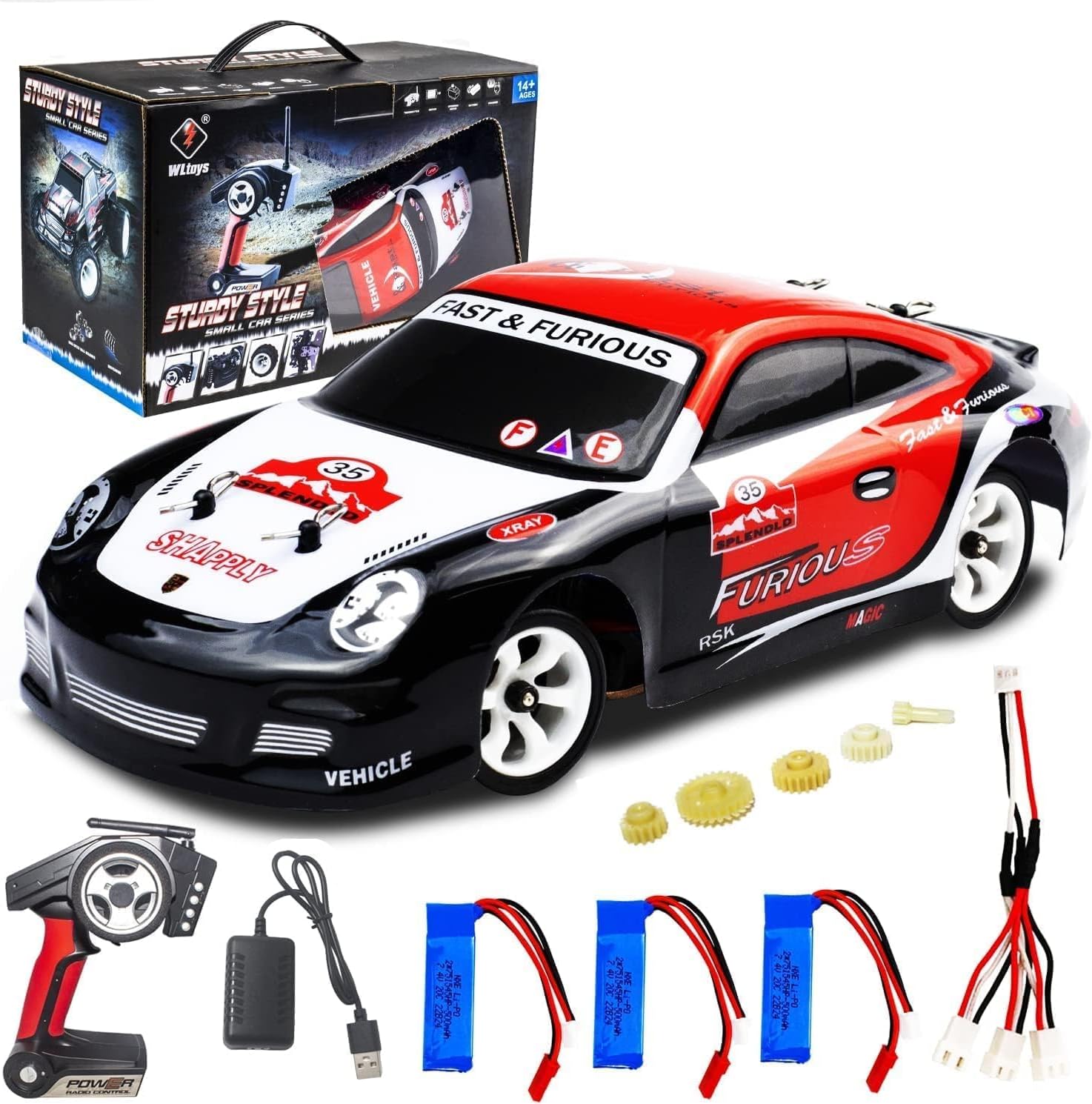 Auto Care WLtoys K969 RC Car, Upgraded 500mah Battery * 3