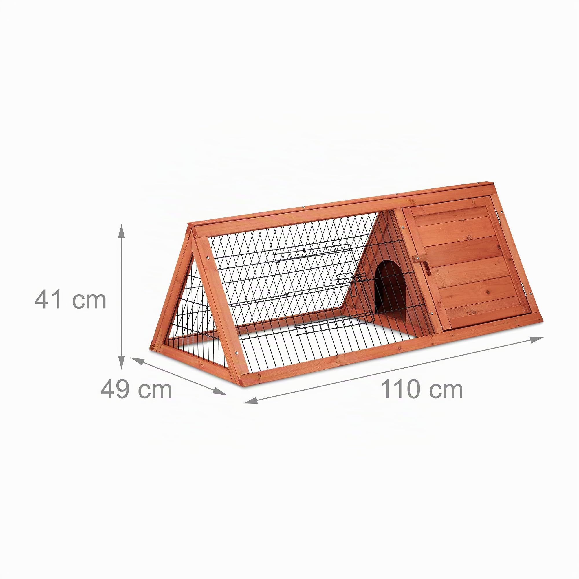 Relaxdays Clapier à Lapin, Maison, enclos, 2 Portes, HLP : env. 41x110x49 cm, Petite Cage rongeurs, Bois, métal, Nature
