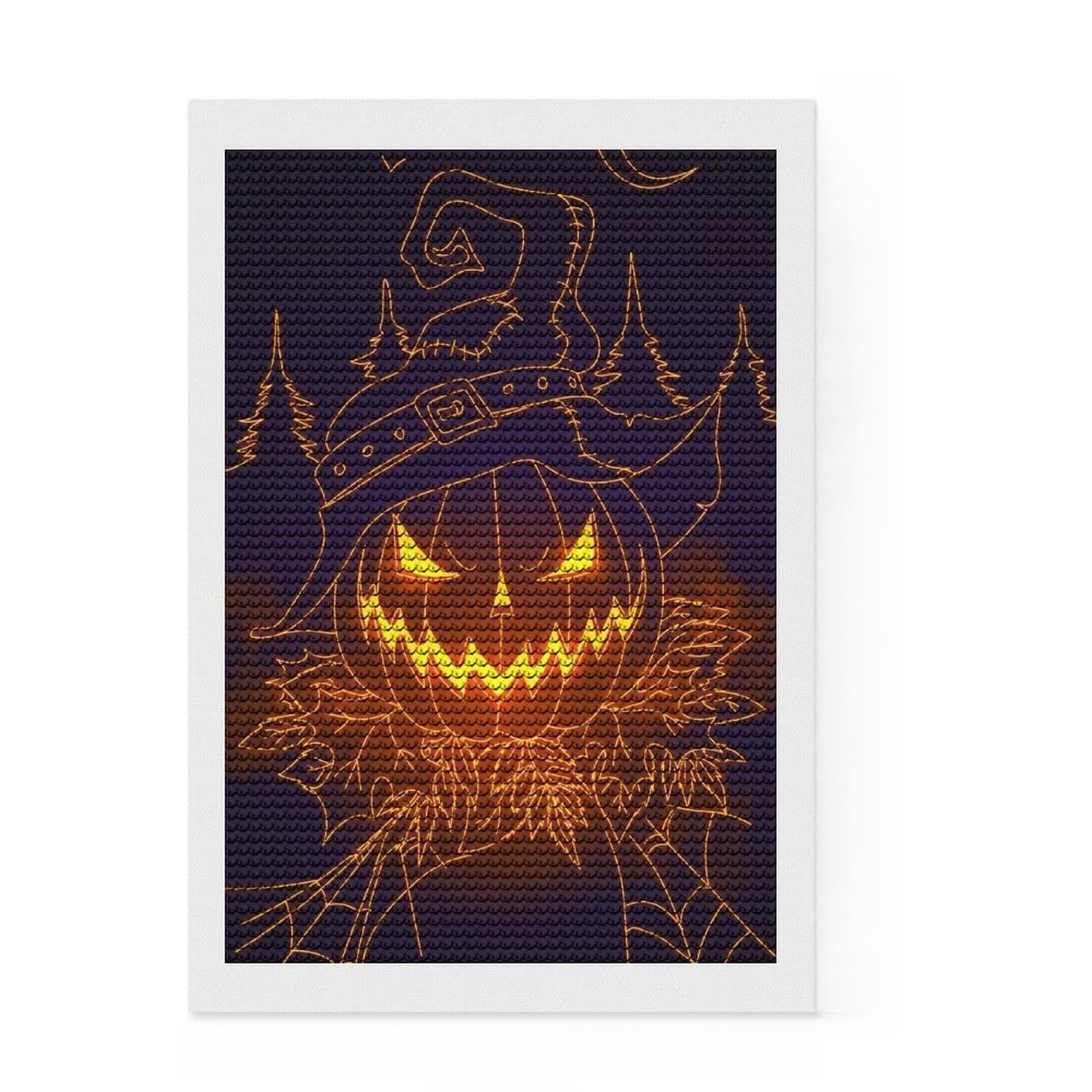 Junmoney Halloween Pumpkin Scarecrow Diamond Painting Set 8"x12", Relaxing DIY Hobby, Simple to Start, Aesthetic Room Decor, Gift Idea, Easy to Enjoy