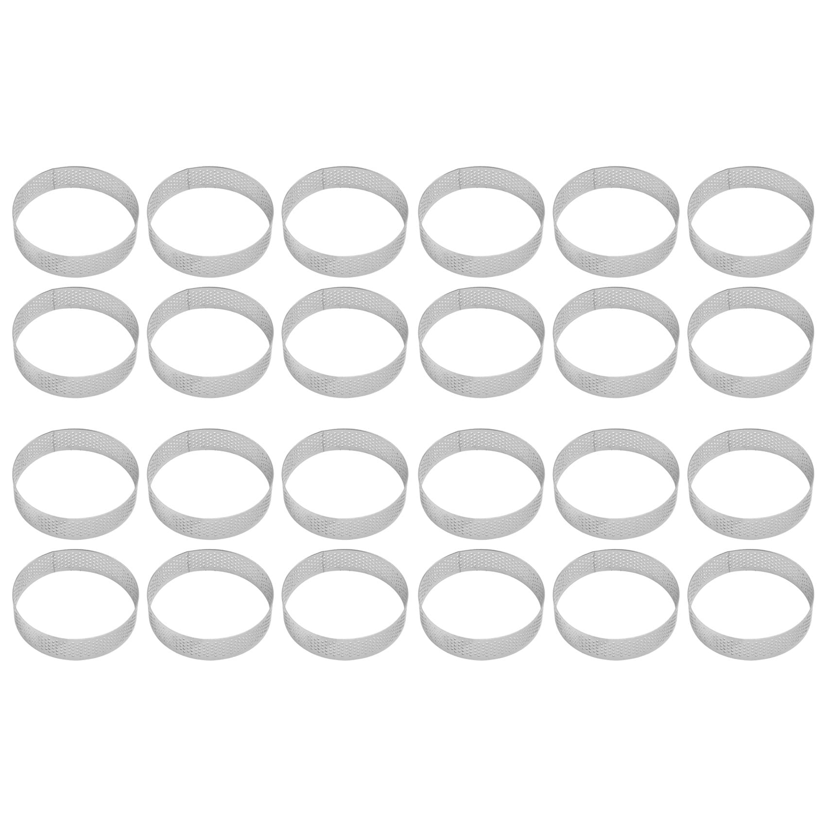 Hndhbfgrt 24 Pack Stainless Steel Tart Rings, Heat- Perforated Cake Mousse Ring,Cake Ring Mold,Round Cake