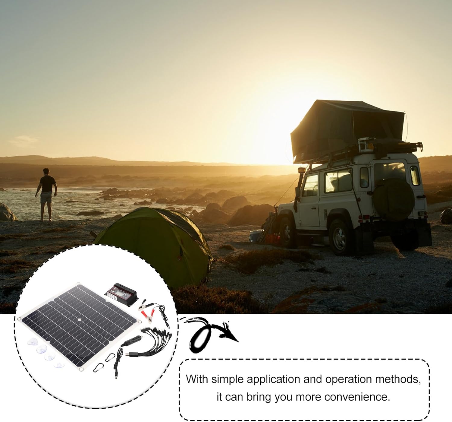 25w Monocrystalline Flexible Solar Panel Charger with 30a Controller Portable Outdoor Solar Charging Equipment for Emergency Phone and USB Devices