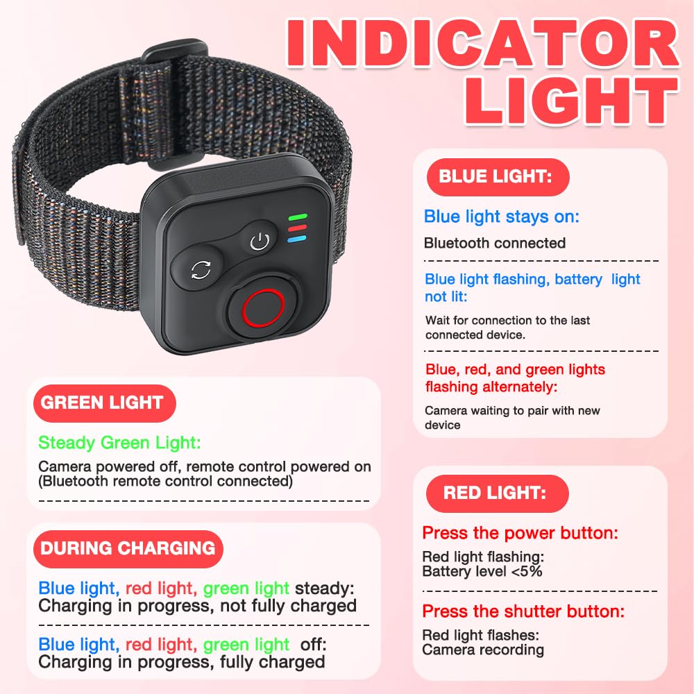 Bluetooth Fernbedienung für Insta360 X5/X4/X3/Ace Pro 2/Ace Pro/GO3S/GO3/GoPro Hero 13/12/11/IOS/Android Phones, Afenau 96H Ausdauer Fernbedienung Wasserdicht, 50M Reichweite Bluetooth-Fernbedienung