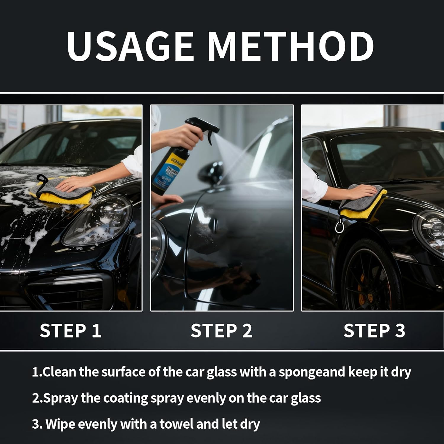 Sopami Car Coating Spray, Remove Car Glass Oil Film,Sopami Quickly Coat Car Wax Polish Spray,Waterless Wash Car Ceramic Coating (Spray*2
