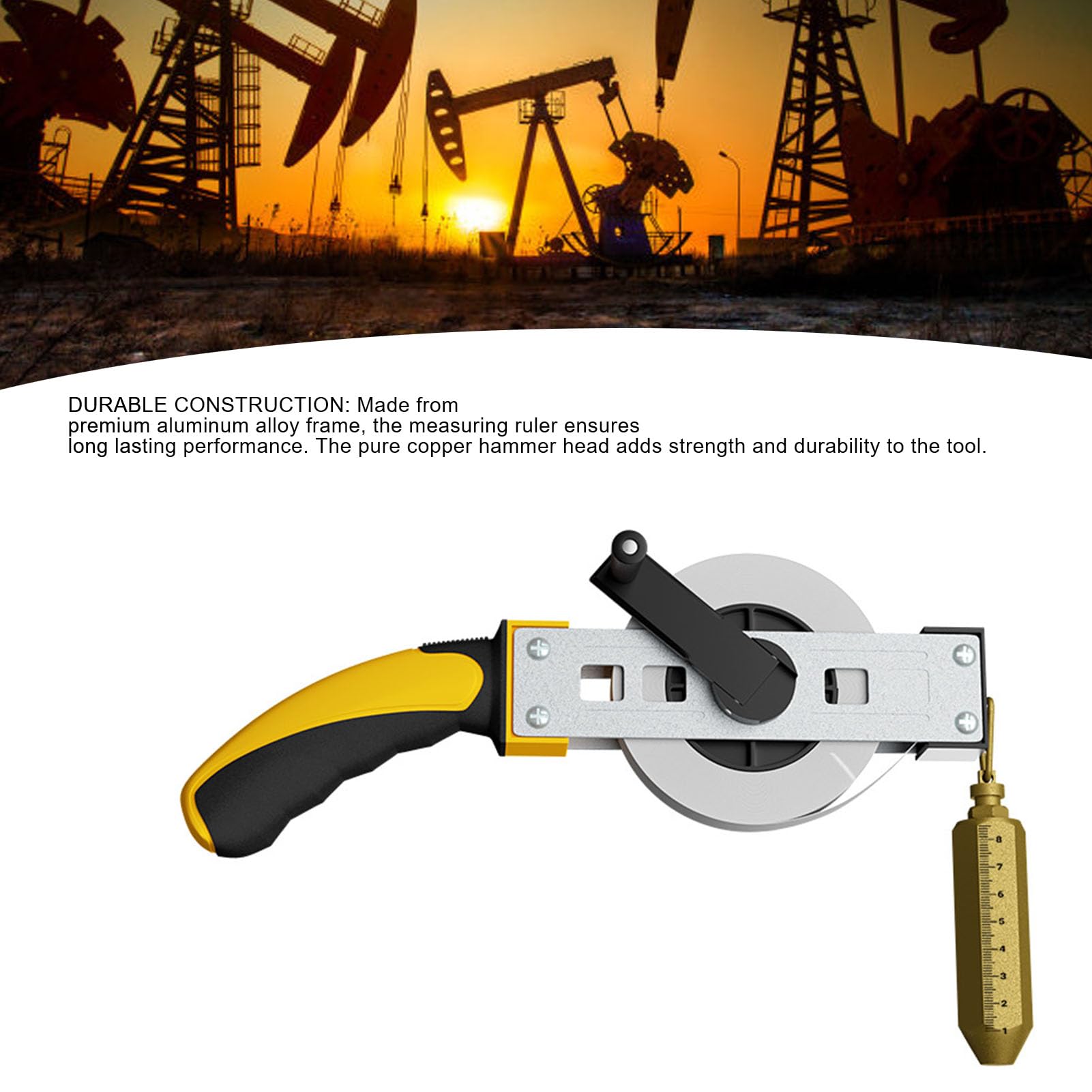 Tyenaza Nastro di Misurazione dell'Olio, 10 m, Dispositivo di Misurazione del Carburante con Ottone Plumb Bob, Righello di Misurazione dell'Olio con Bilancia Trasparente ad Alta Precisione
