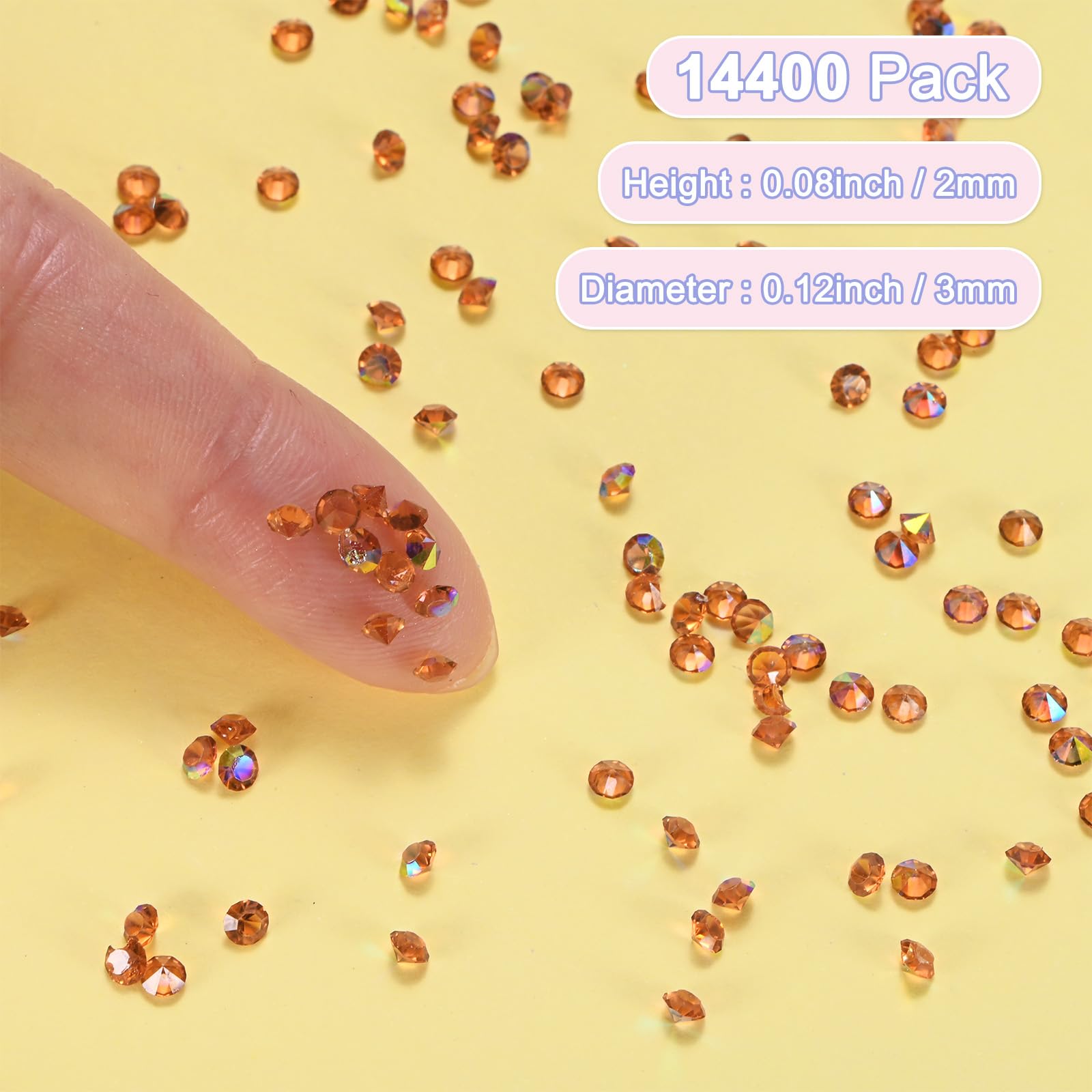 M METERXITY 14400-Pack Acrylic Diamonds, 0.12 Inch/3mm Wedding Table Scatter Confetti Crystals for Vase Fillers/Art Craft - Image 3