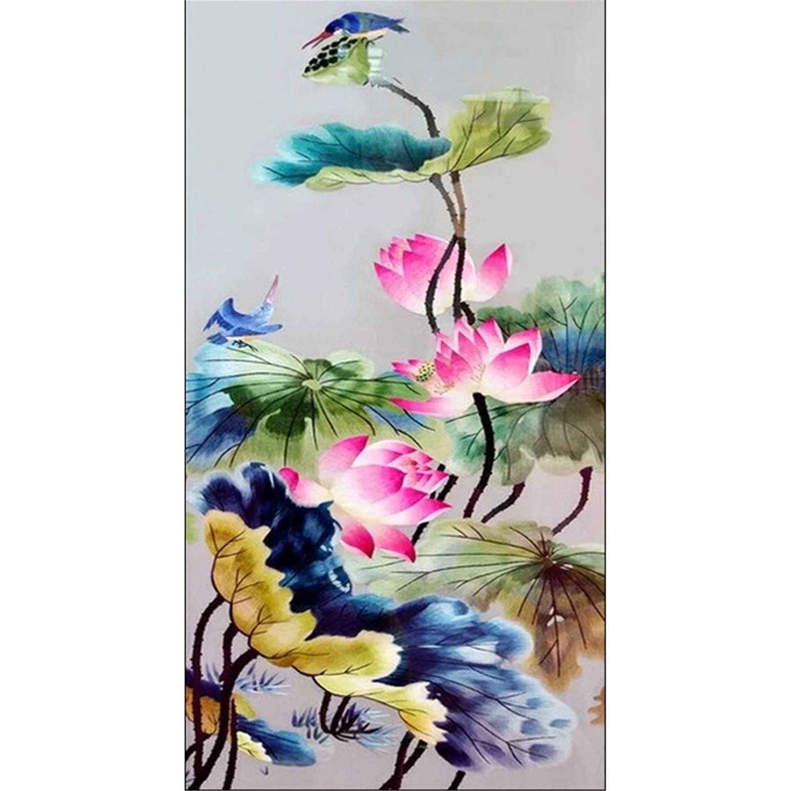 Diamond painting lotus 5D DIY pour vous détendre et sublimer vos murs avec élégance