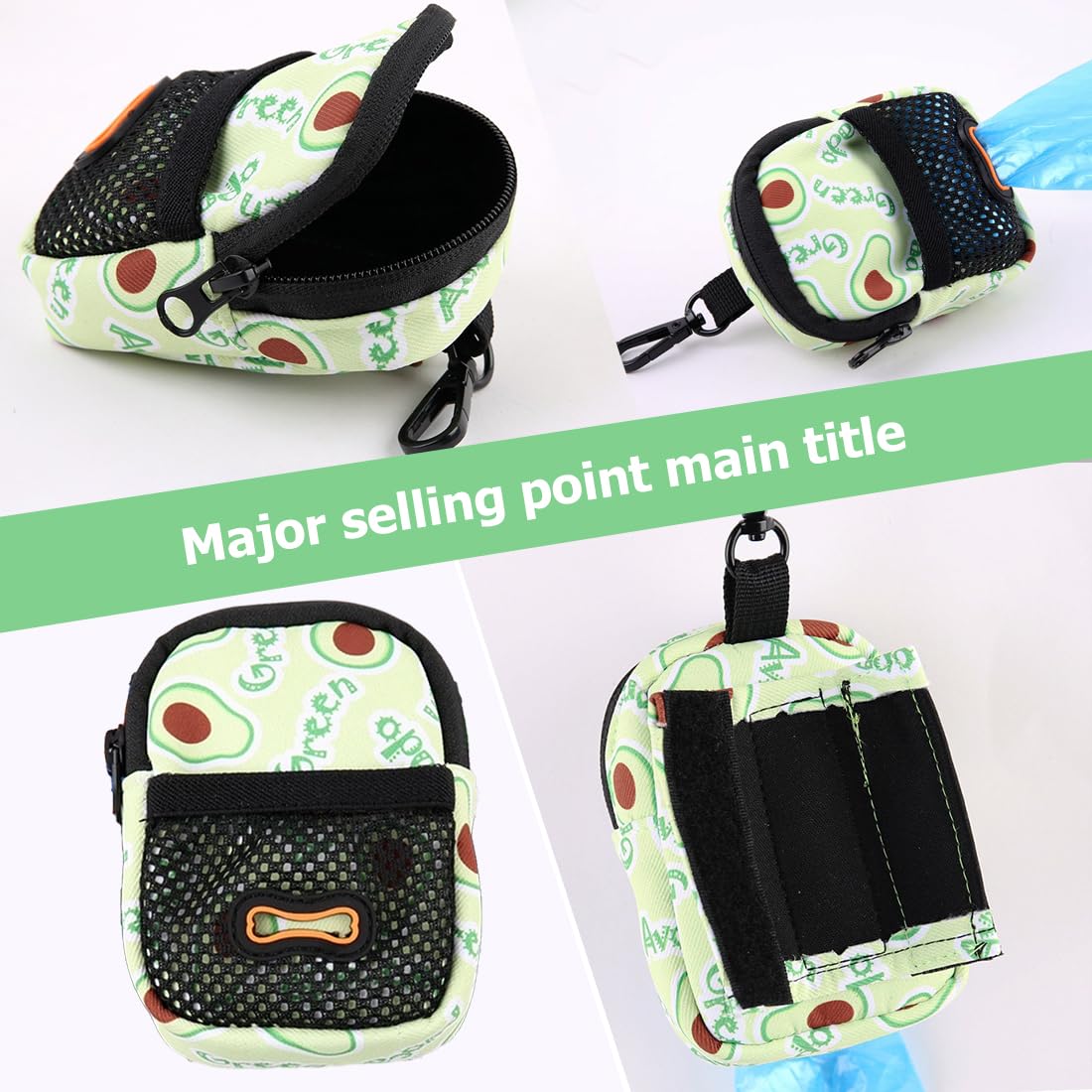 Mini borsa snack cani – tracolla impermeabile con erogatore di sacchetti, 8×10×3,5 cm