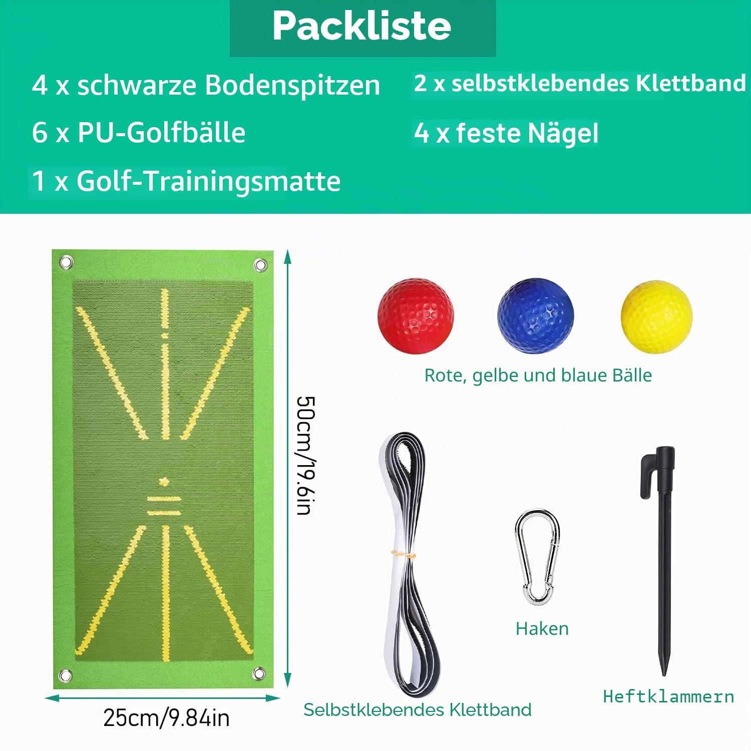 14 Stücke Golf Trainingsmatte Set,50x25cm Golf Trainingshilfen Übungsmatte, Swing Detection Batting Trainingshilfen, für Outdoor, Lndoor Tragbare Swing Practice Mat